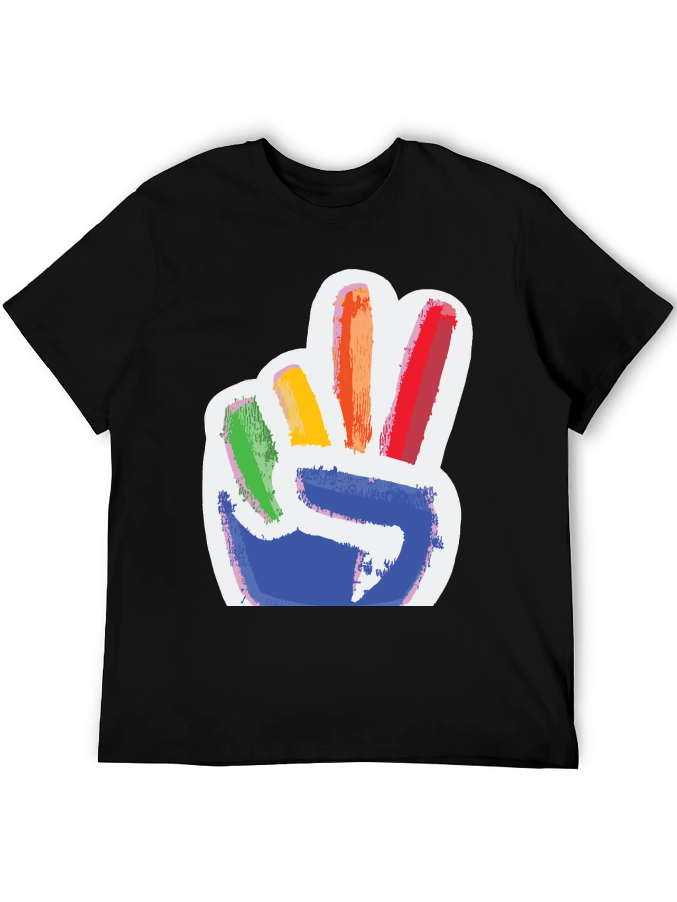 Rainbow Peace Sign Graphic Tee - Mens Black T-Shirt