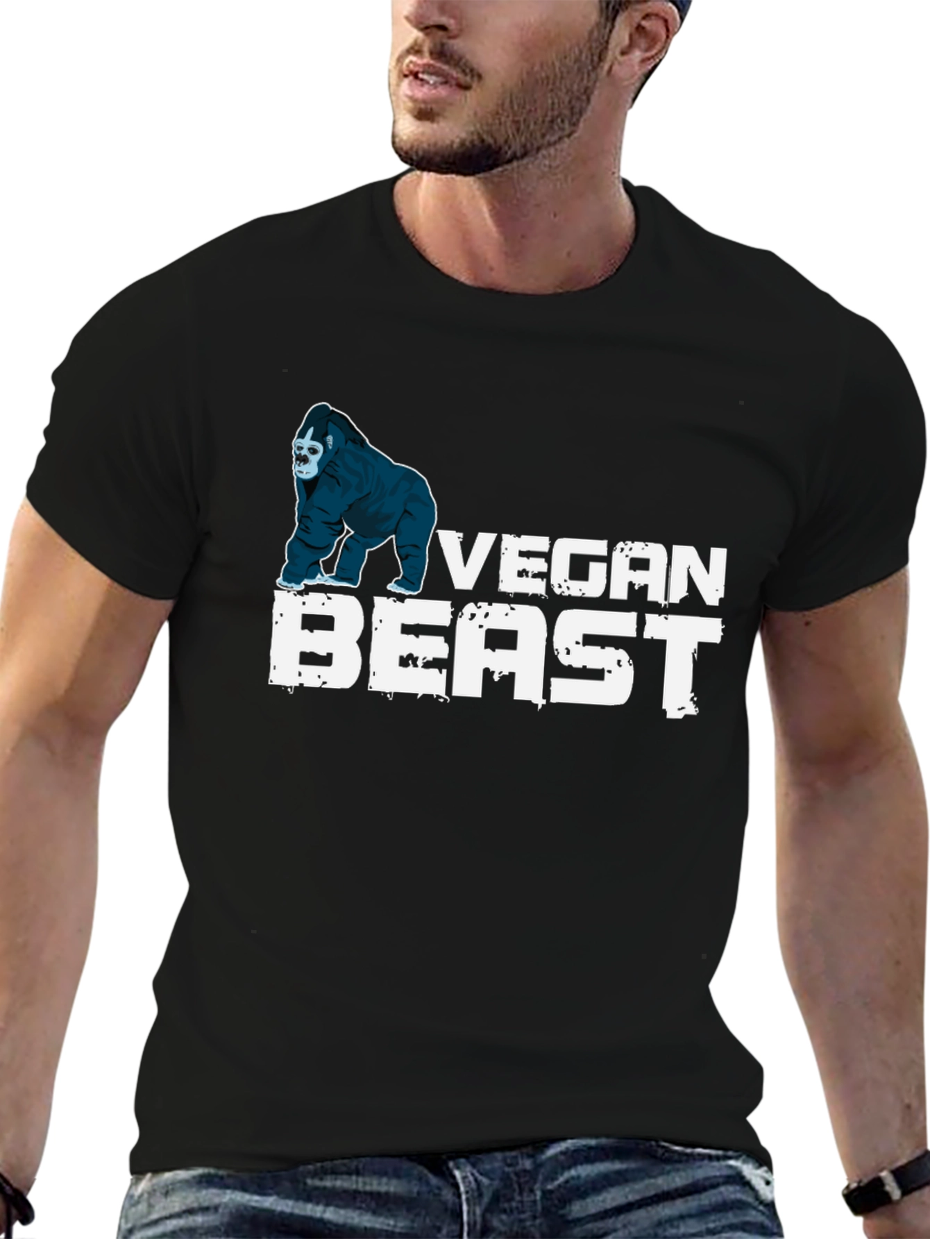Vegan Beast T-Shirt - Gorilla Design Black