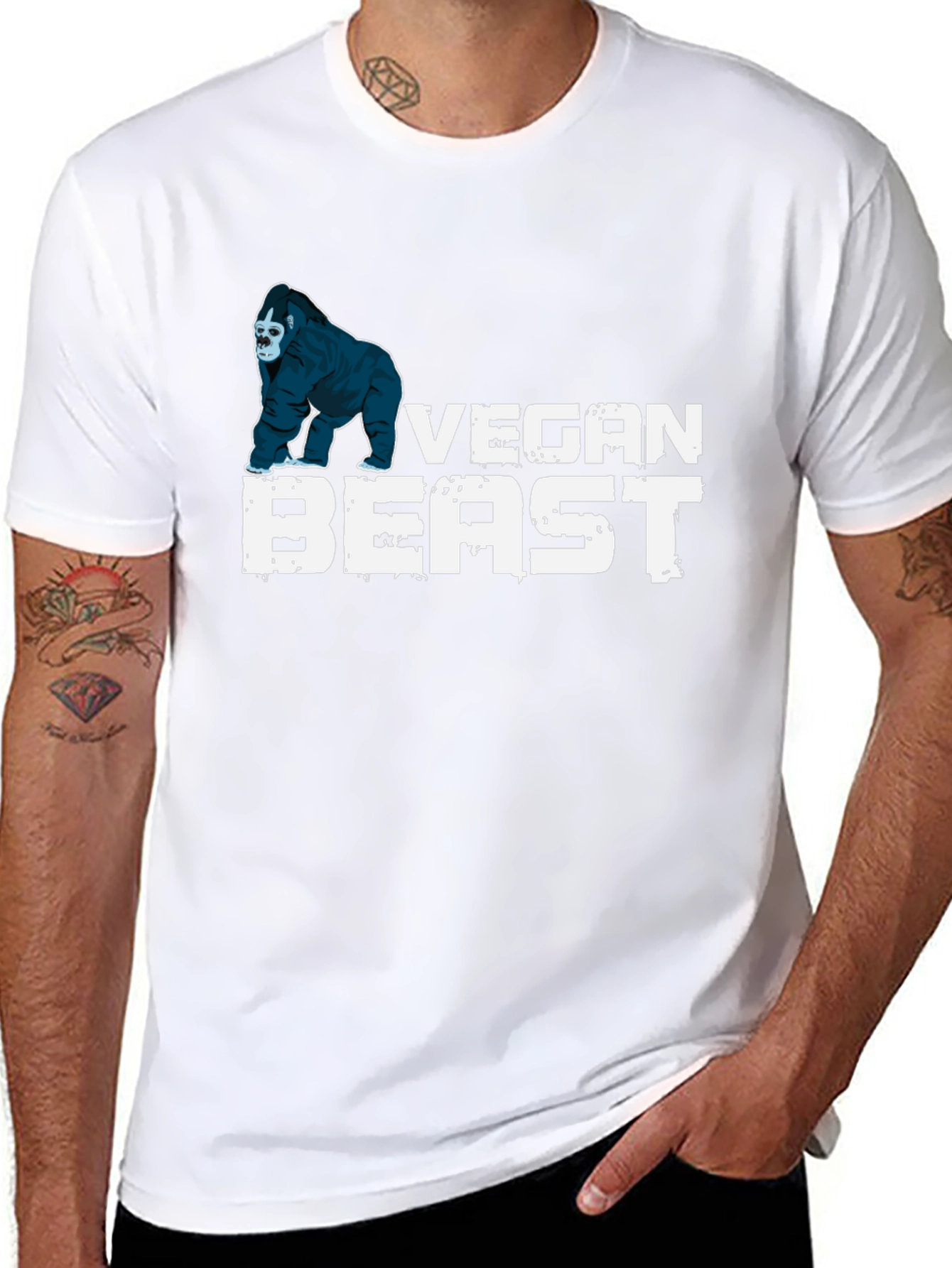 Vegan Beast T-Shirt - Gorilla Design Black