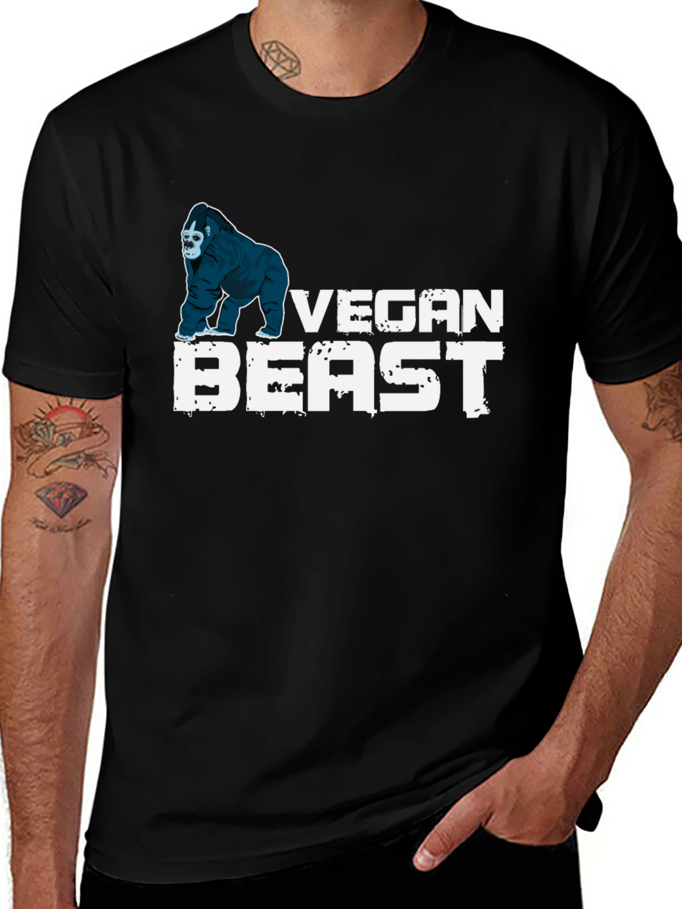 Vegan Beast T-Shirt - Gorilla Design Black