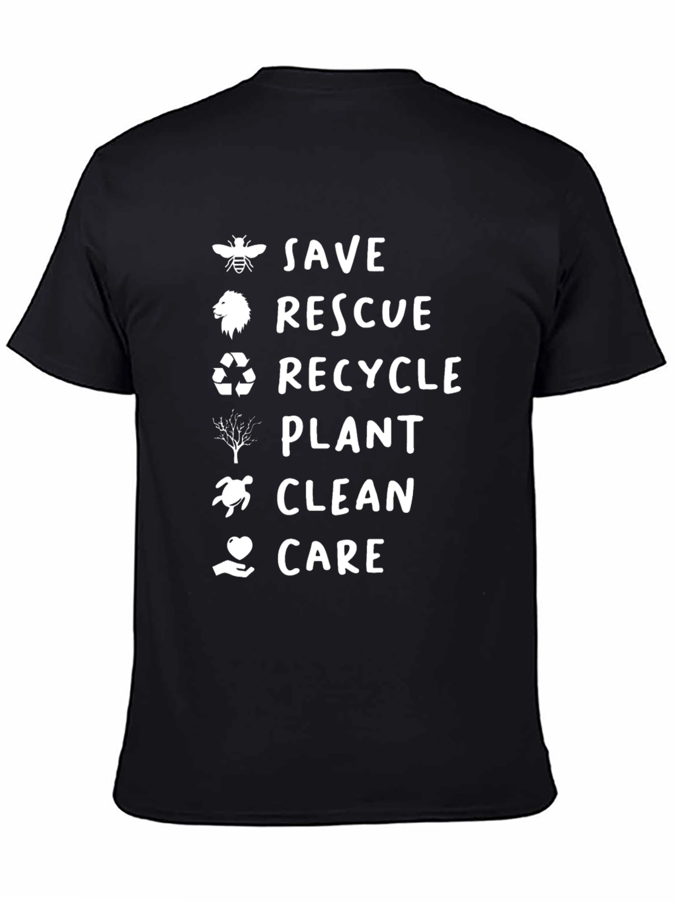 Eco-Friendly Black Graphic Tee - Save Rescue Recycle