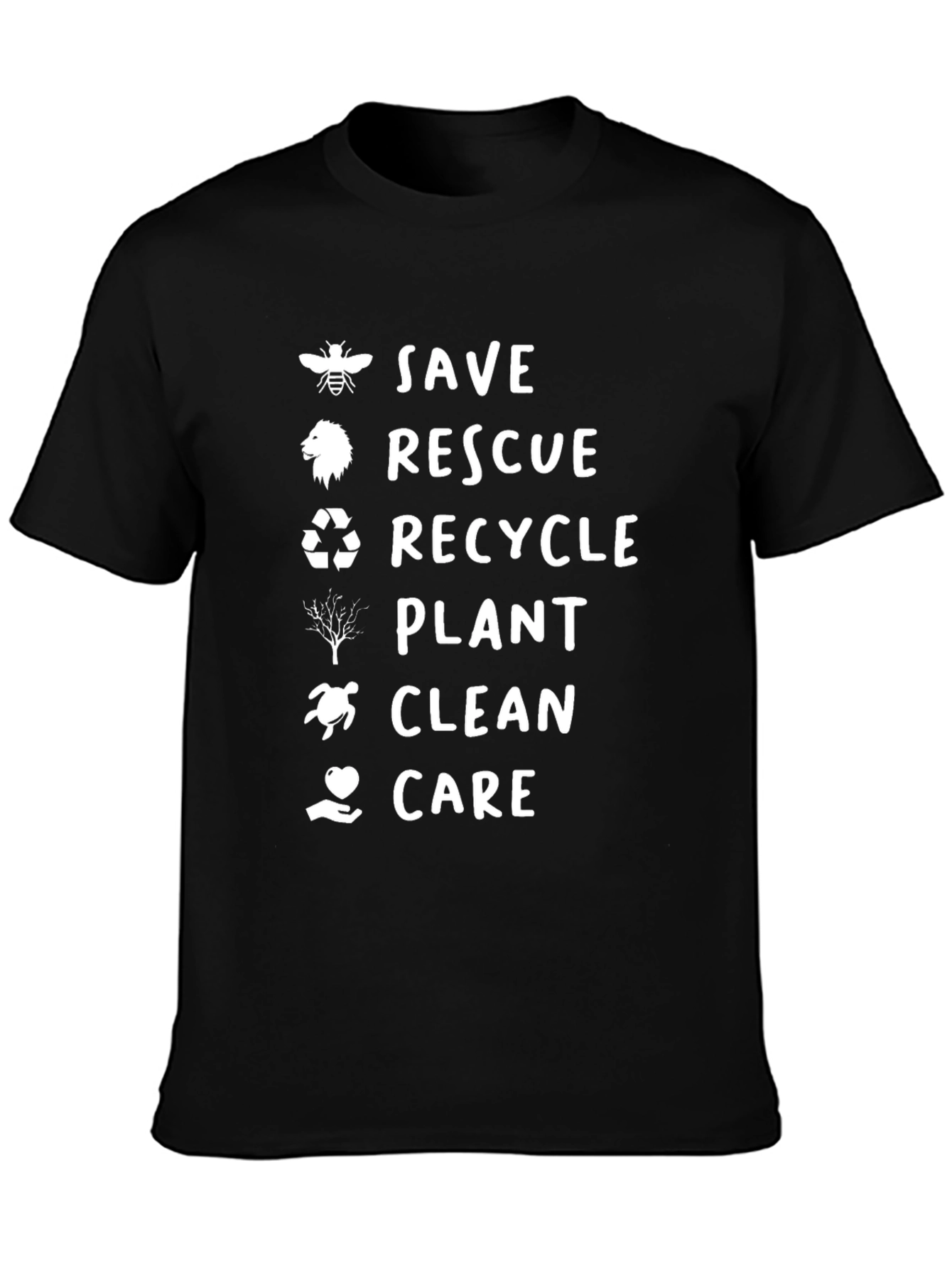 Eco-Friendly Black Graphic Tee - Save Rescue Recycle