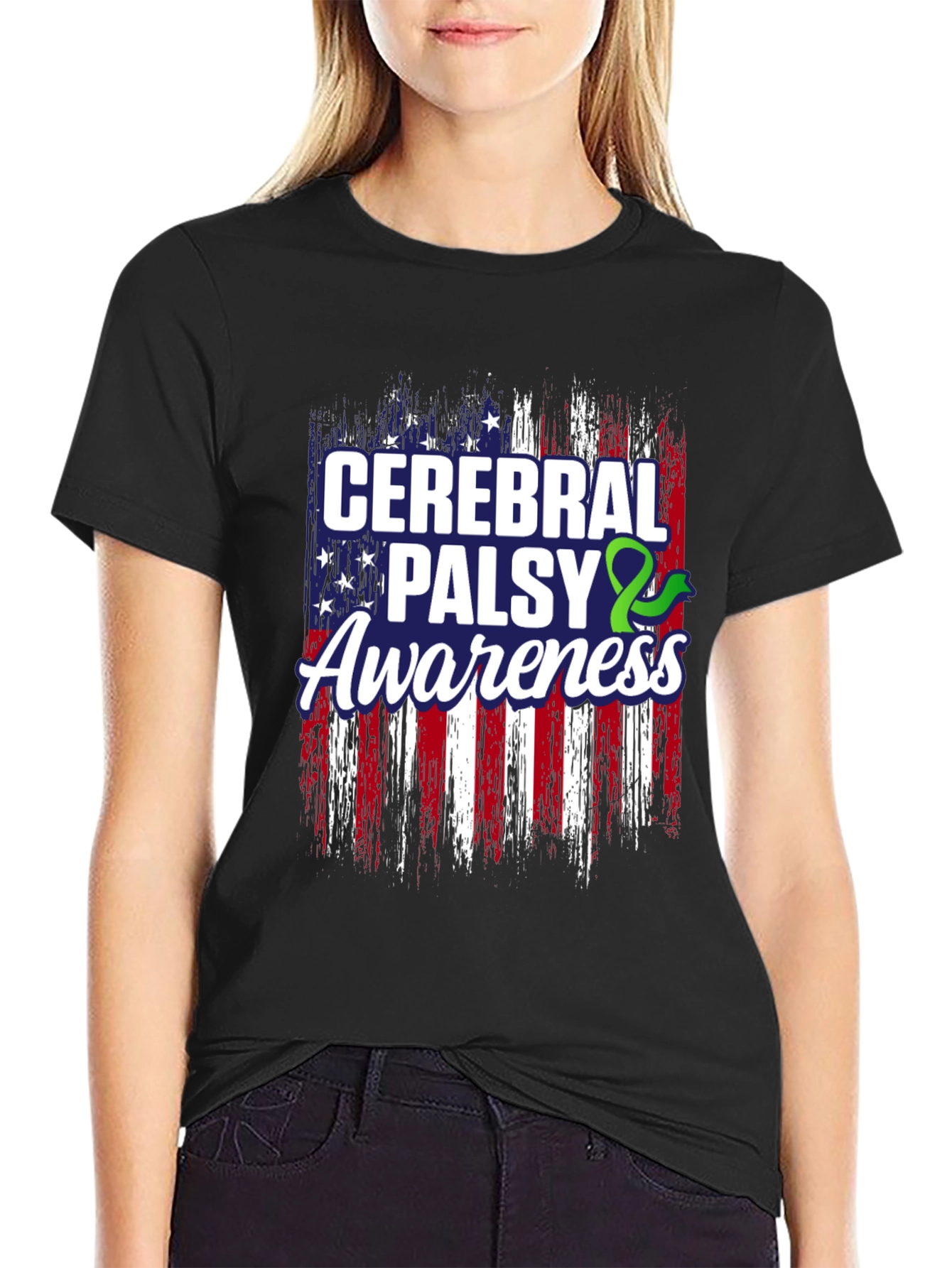 Cerebral Palsy Awareness American Flag T-Shirt