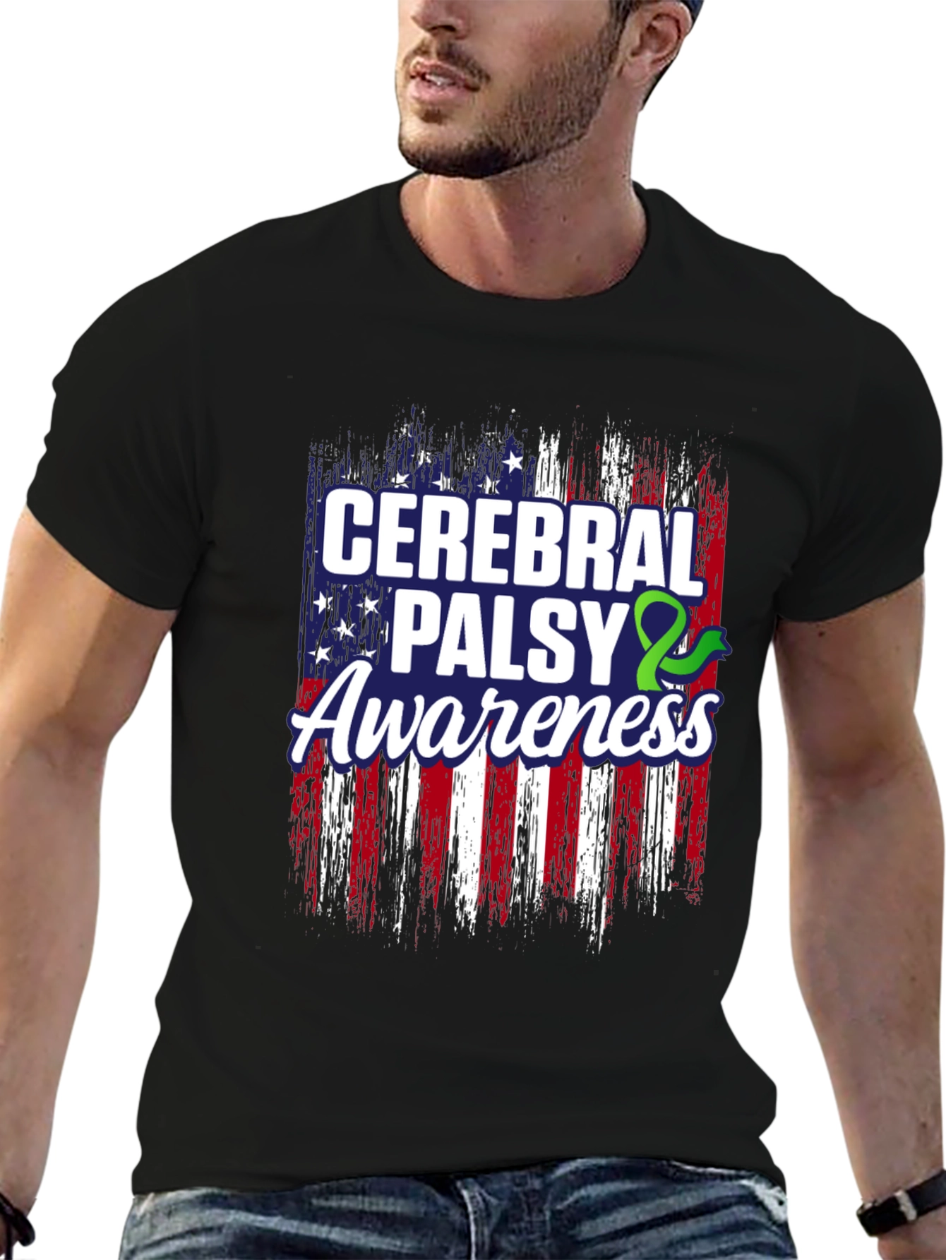Cerebral Palsy Awareness American Flag T-Shirt