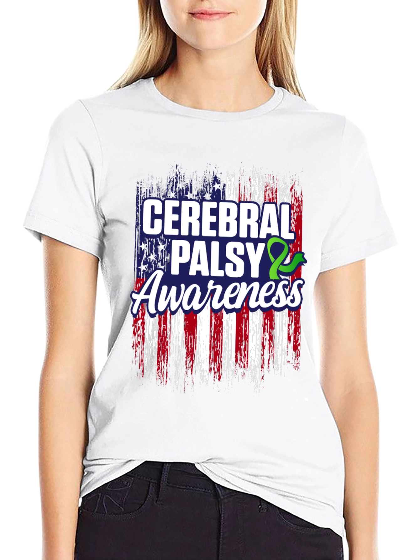 Cerebral Palsy Awareness American Flag T-Shirt