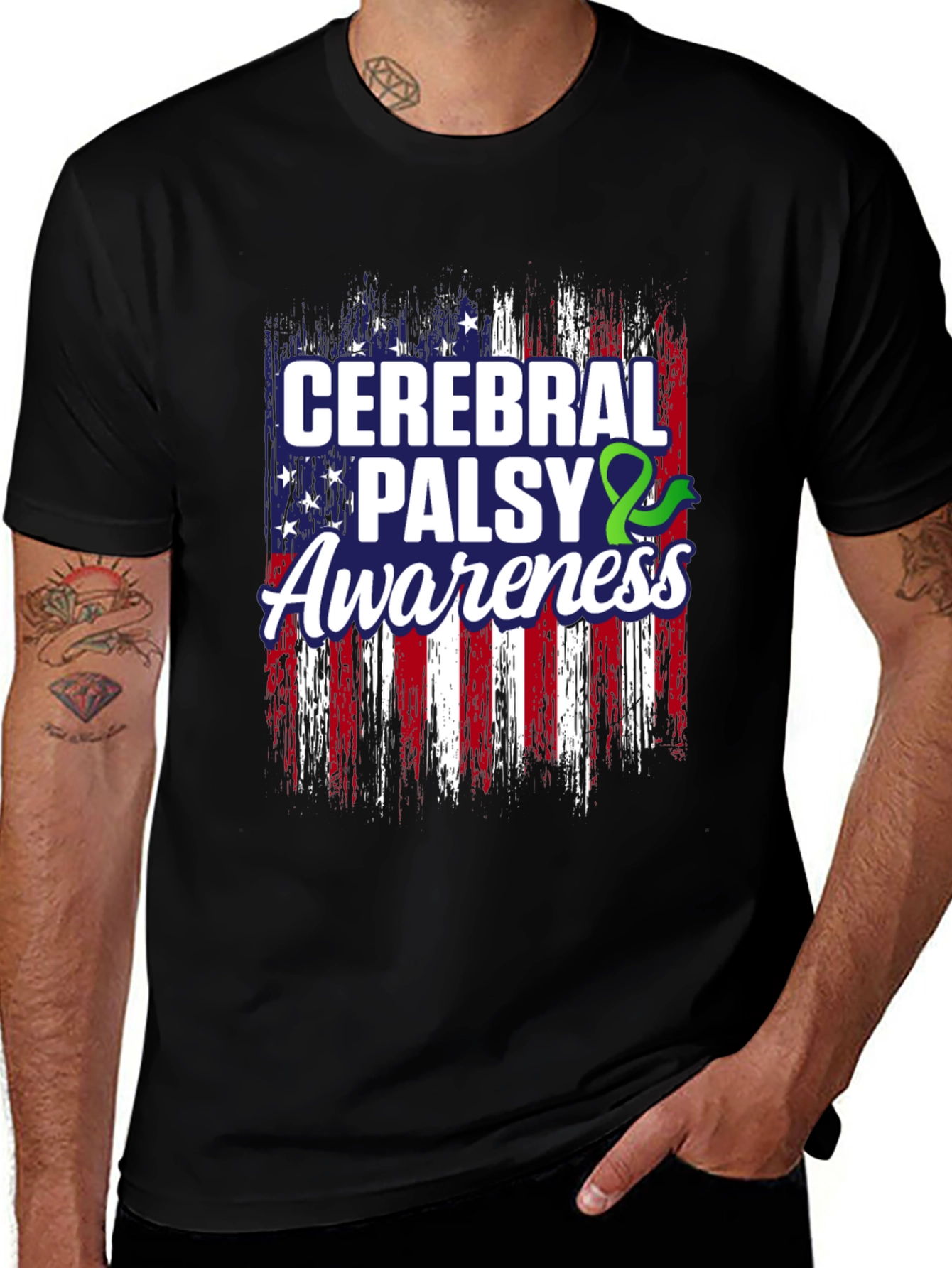 Cerebral Palsy Awareness American Flag T-Shirt