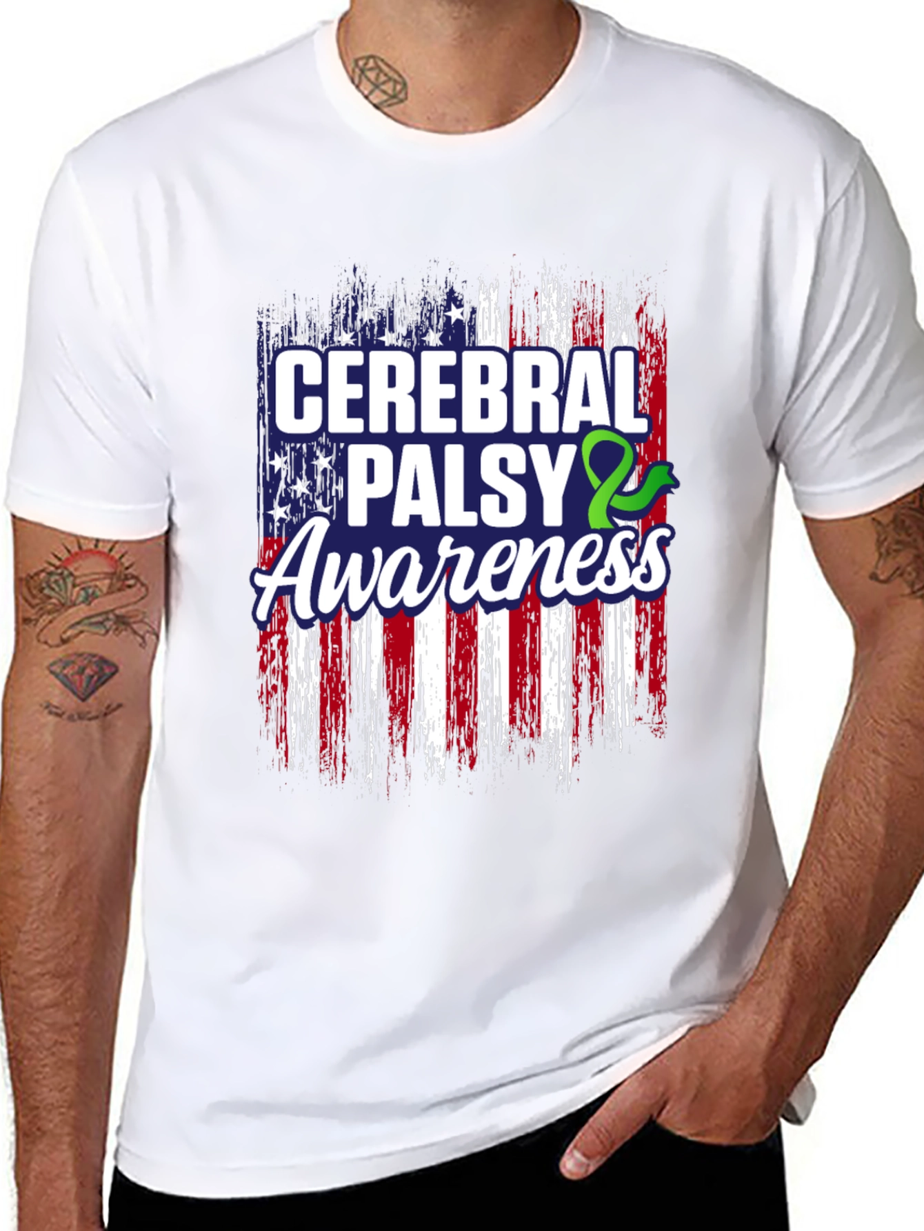 Cerebral Palsy Awareness American Flag T-Shirt