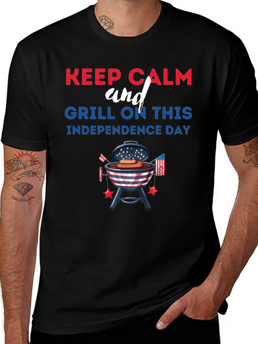 Keep Calm Grill On Independence Day T-Shirt