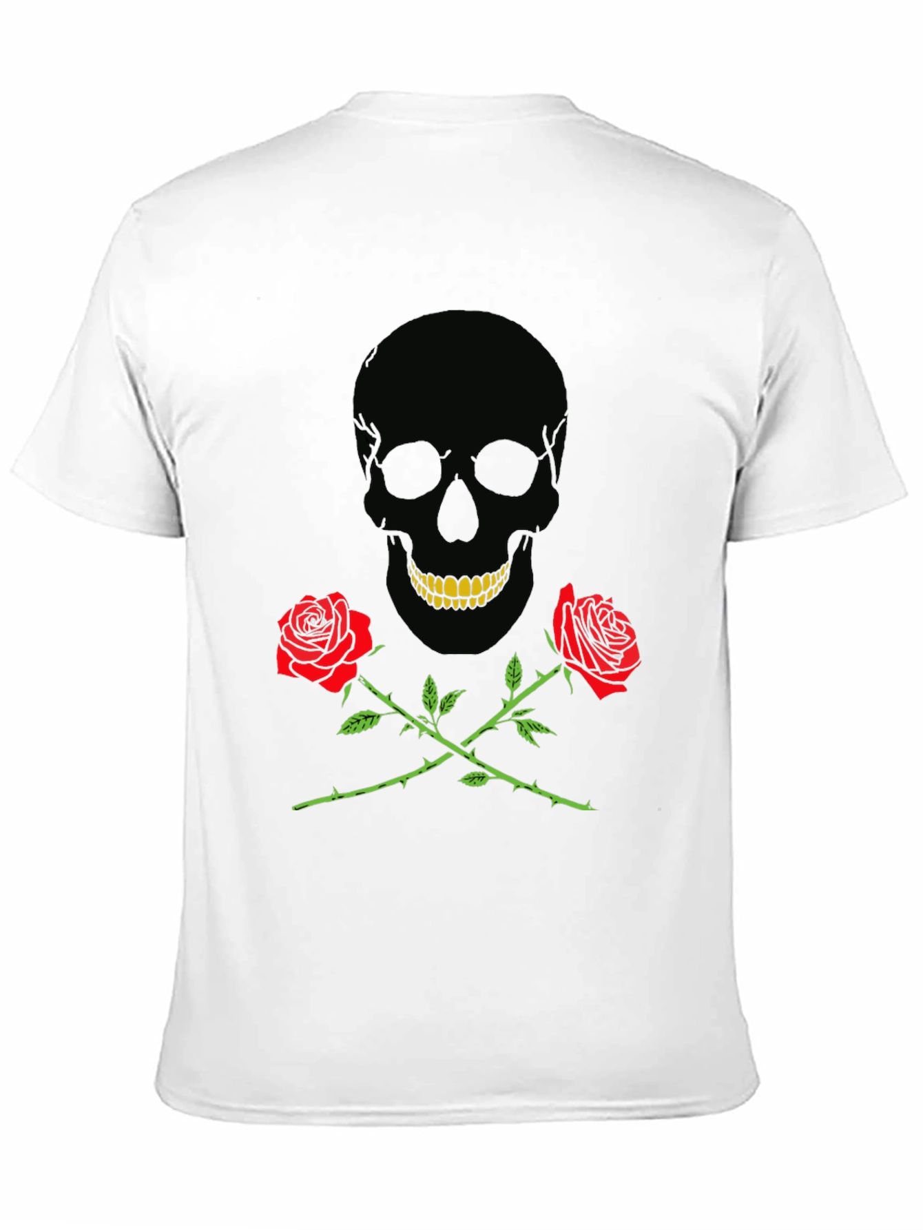 Skull & Roses Graphic Tee - Black Cotton T-Shirt