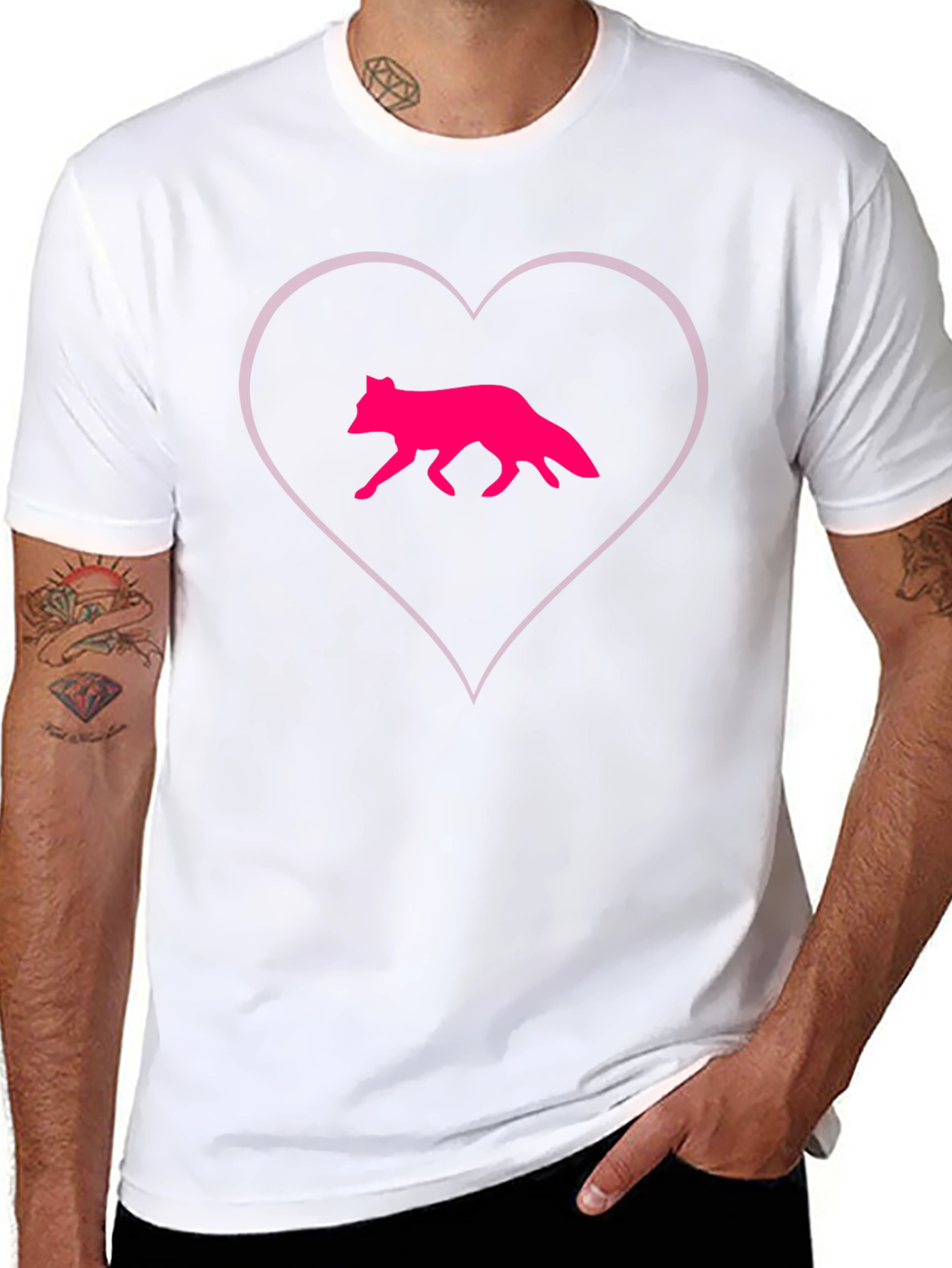 Fox Love Tee - Black Cotton Blend Graphic T-Shirt