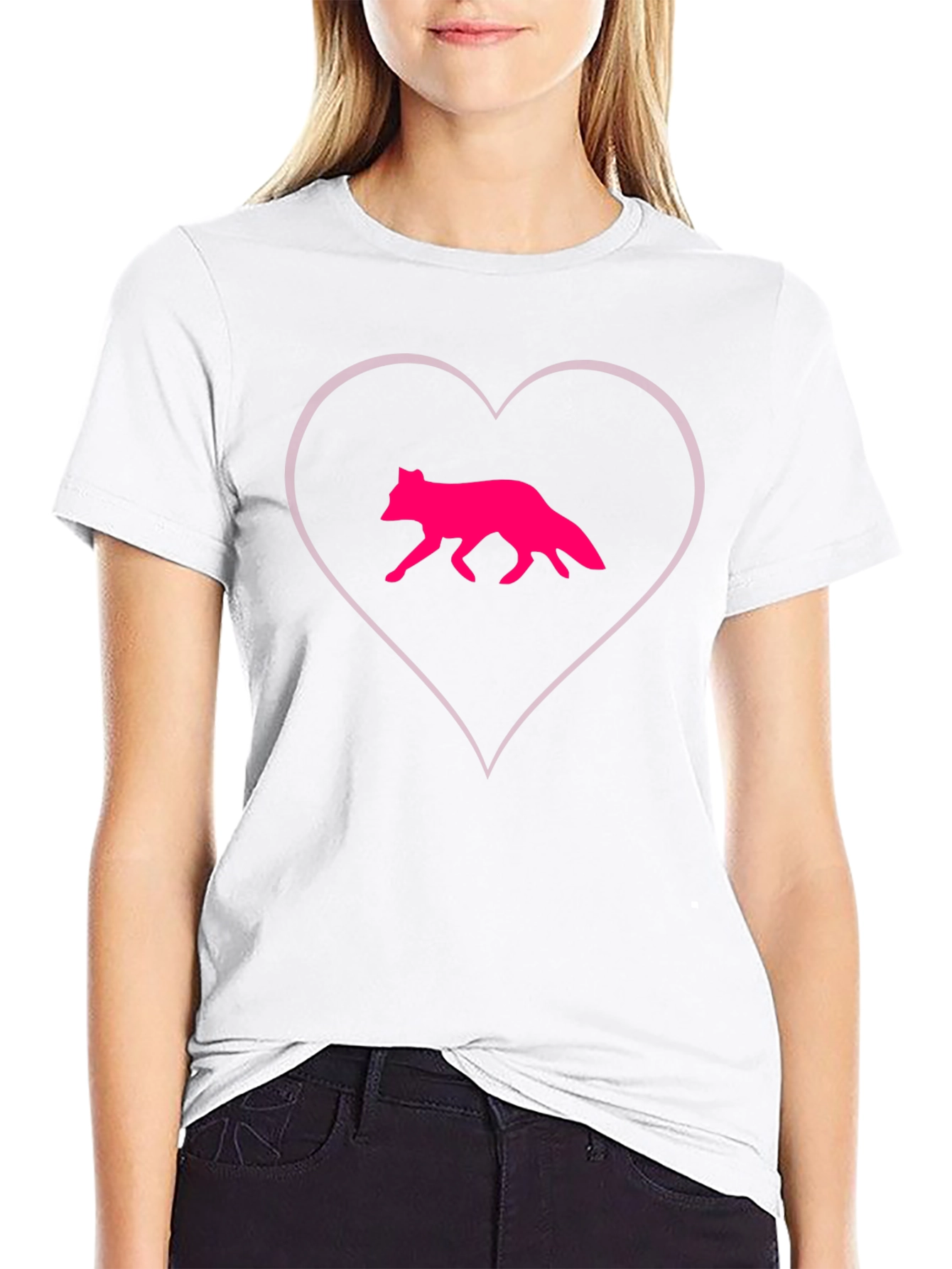 Fox Love Tee - Black Cotton Blend Graphic T-Shirt
