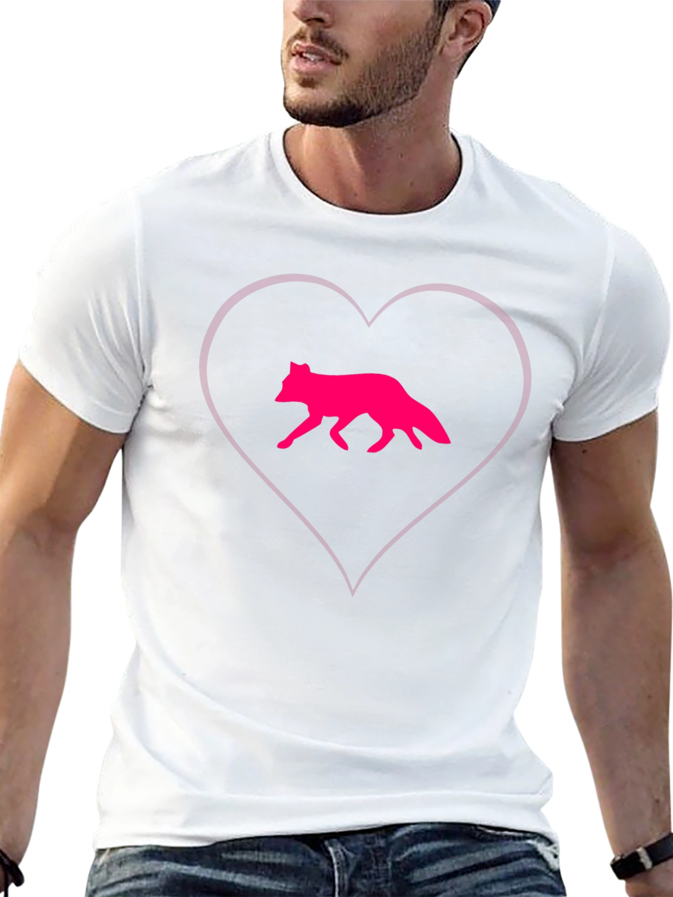 Fox Love Tee - Black Cotton Blend Graphic T-Shirt