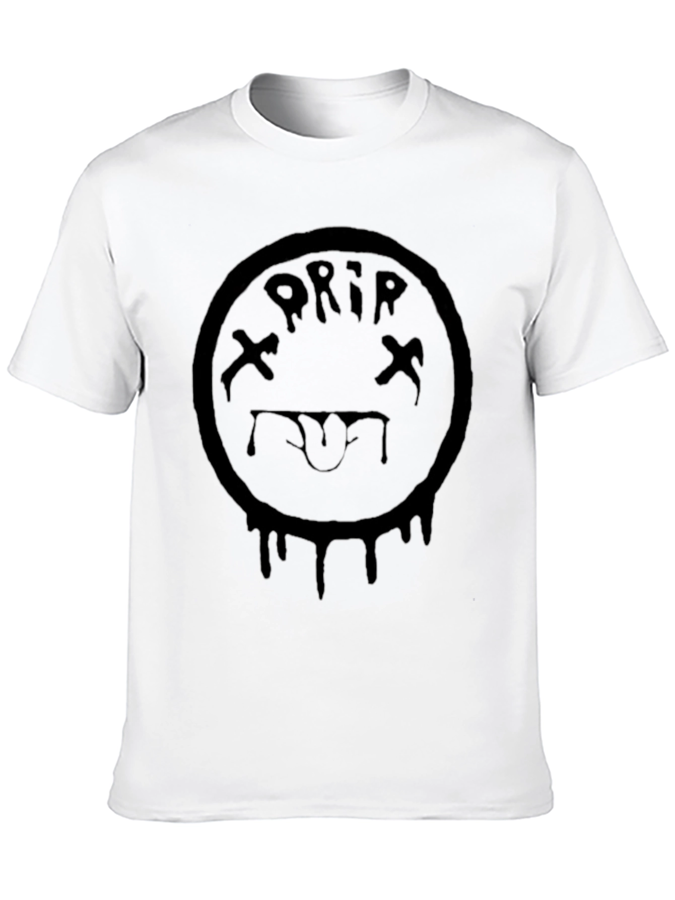Drip Smiley Face Graphic Tee - Black