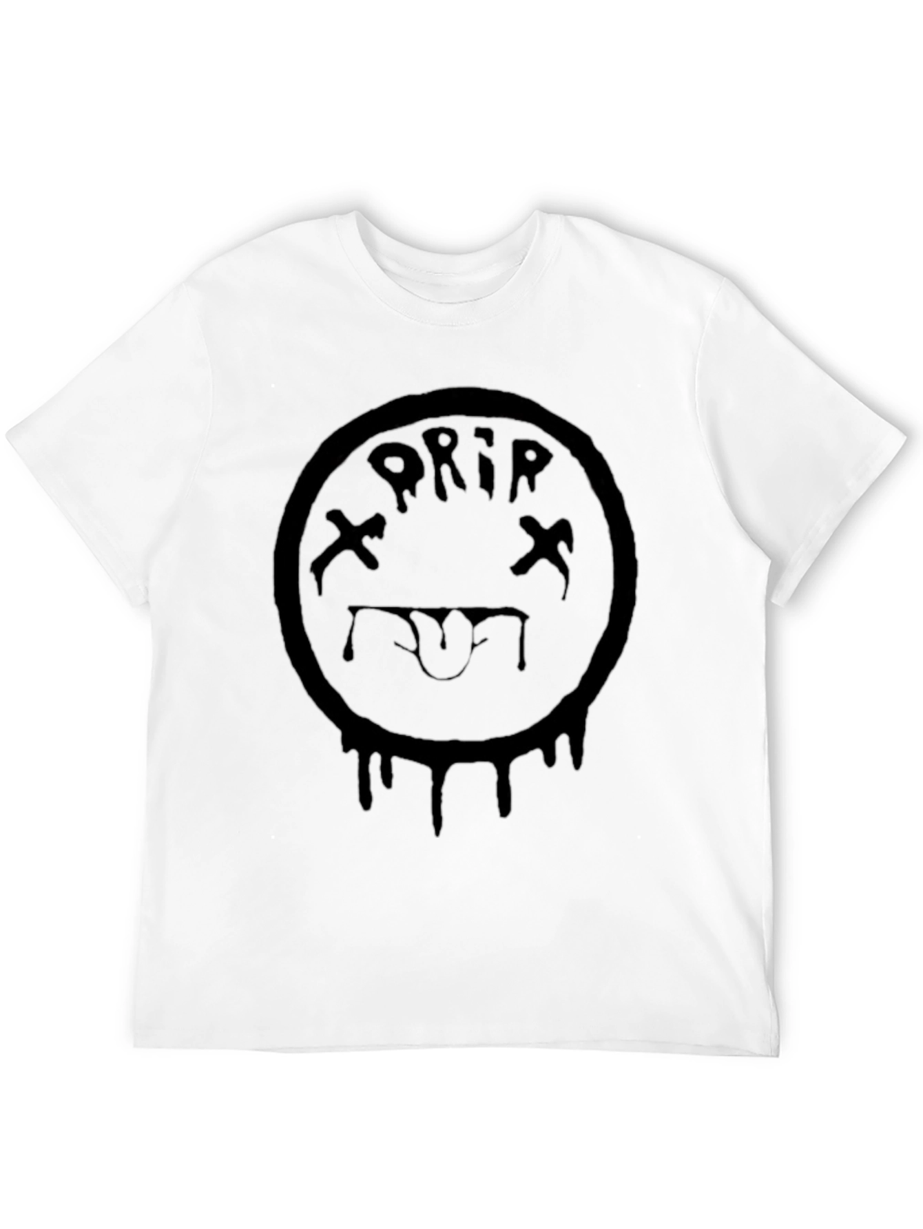 Drip Smiley Face Graphic Tee - Black