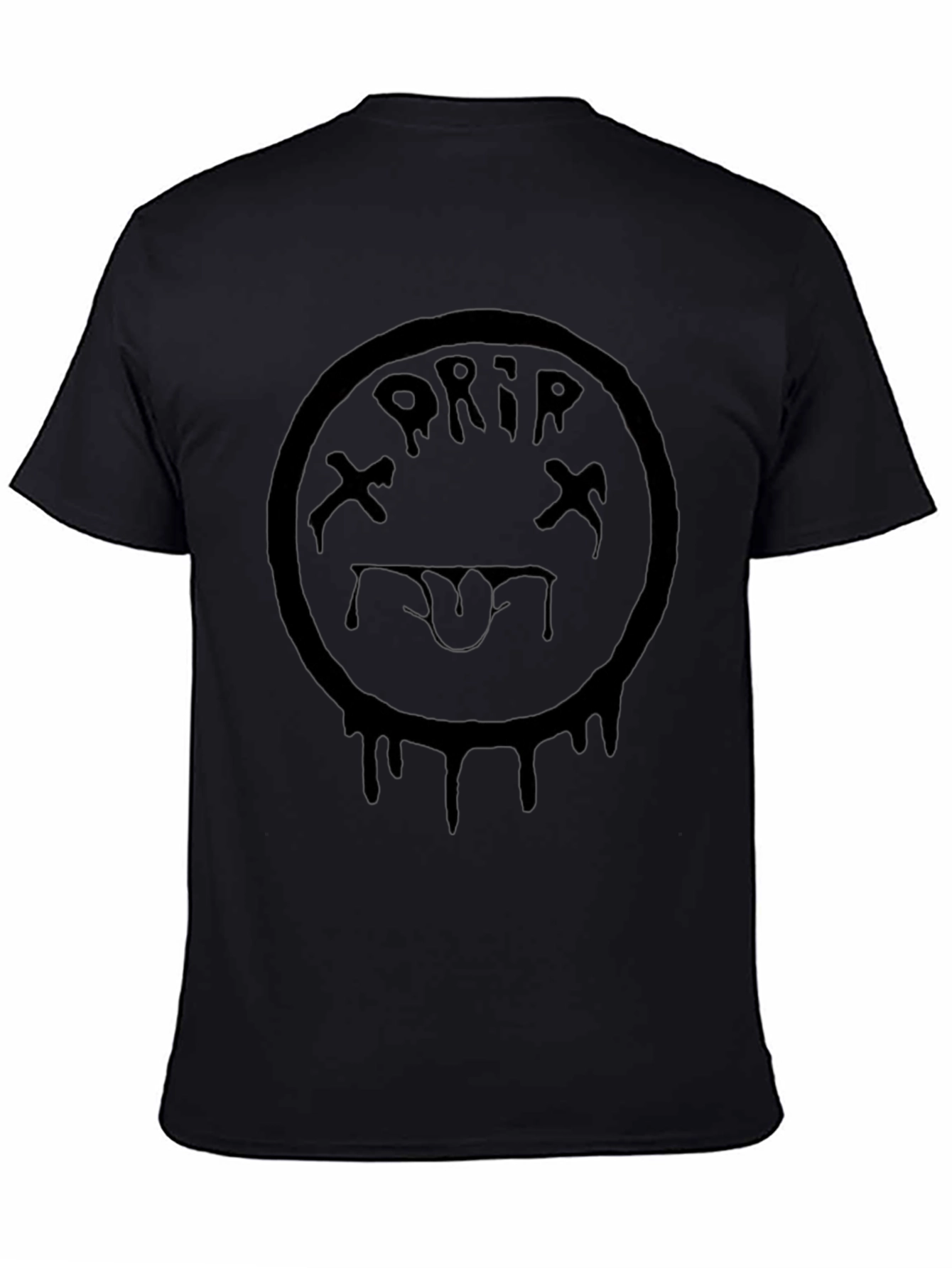 Drip Smiley Face Graphic Tee - Black