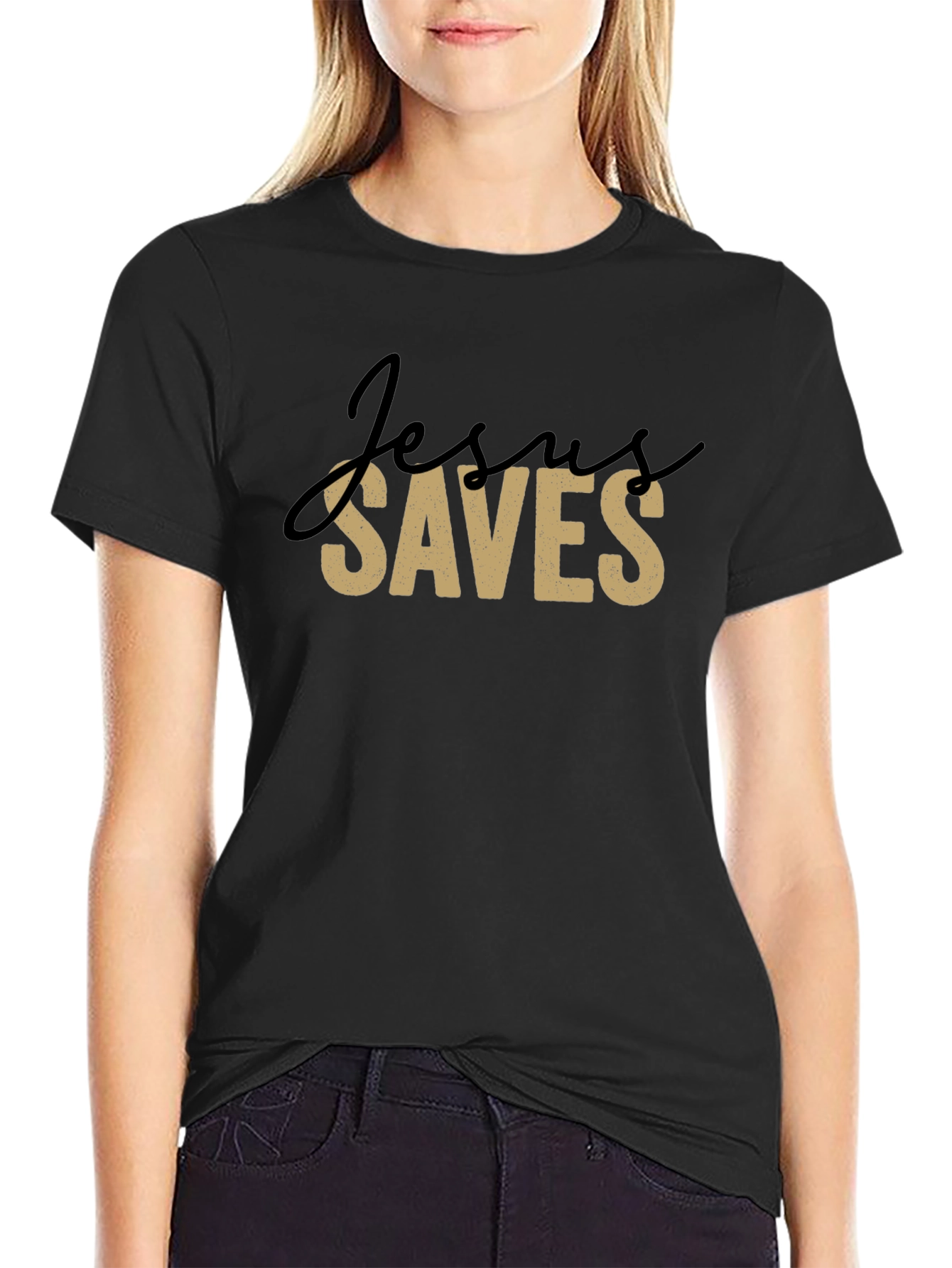 Jesus Saves Graphic T-Shirt - Black