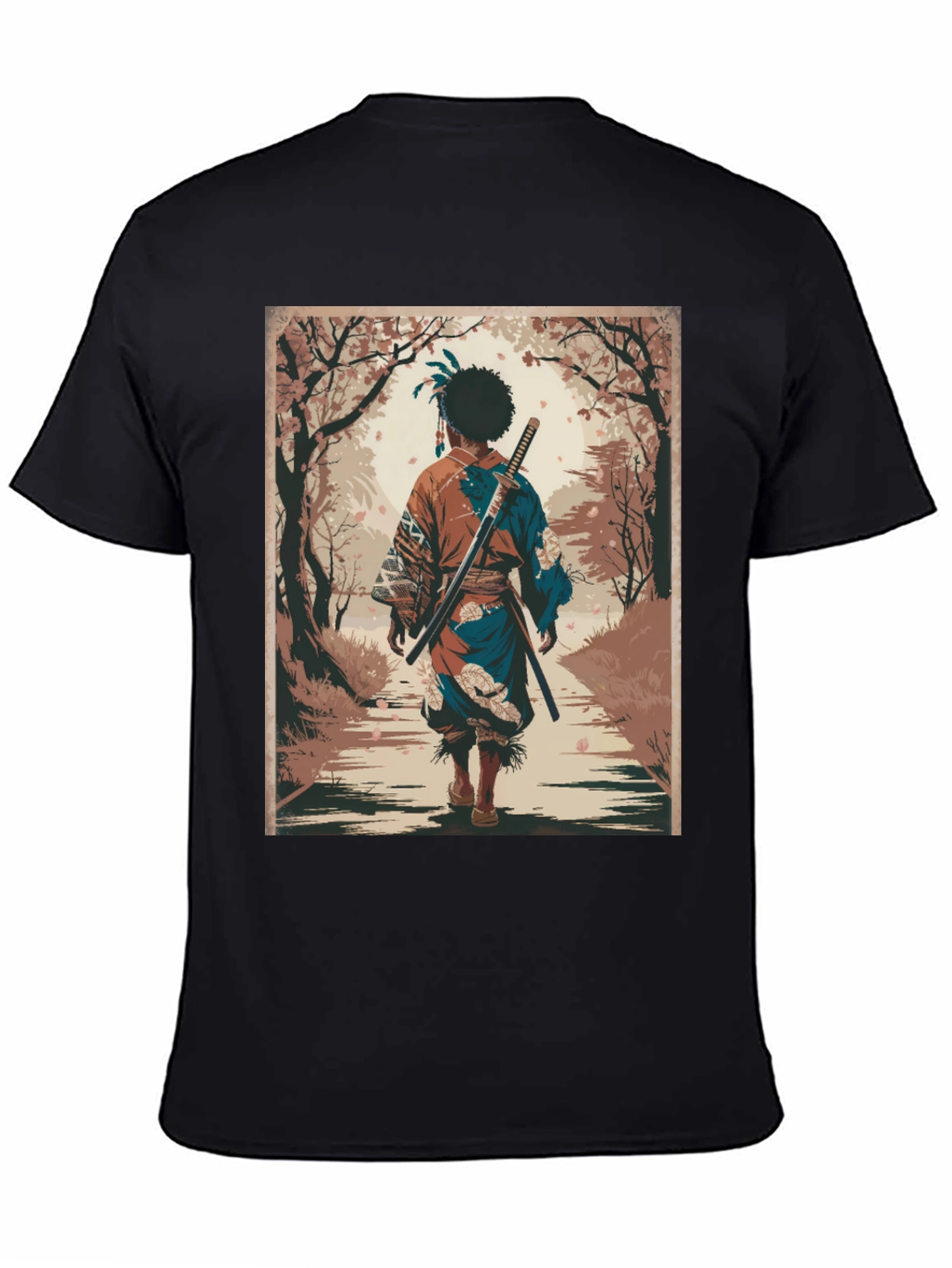 Samurai Art Graphic Tee - Stylish Unisex Cotton T-Shirt