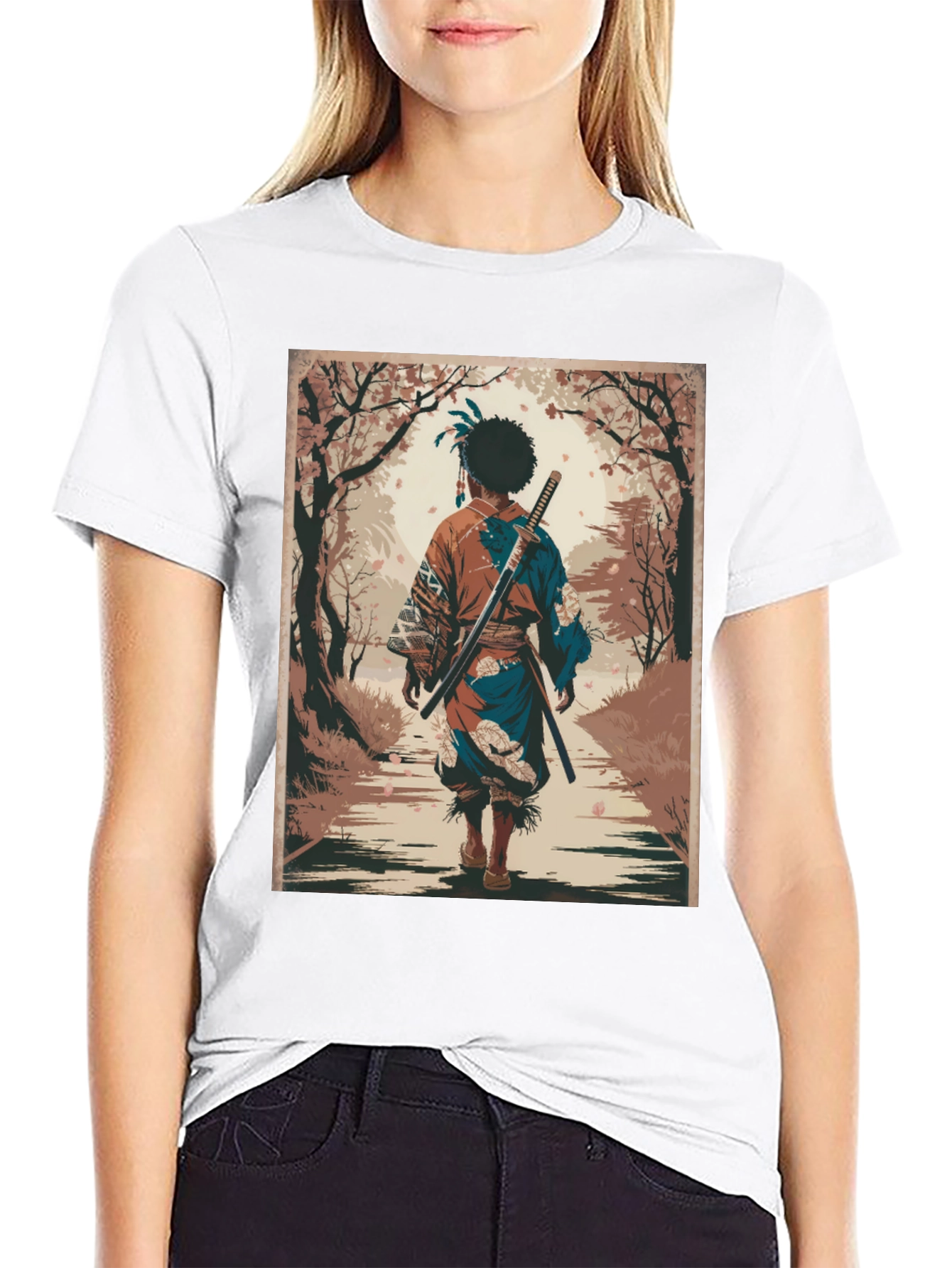 Samurai Art Graphic Tee - Stylish Unisex Cotton T-Shirt