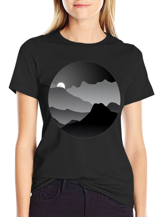 Mens Mountain Moon Graphic Tee - Black