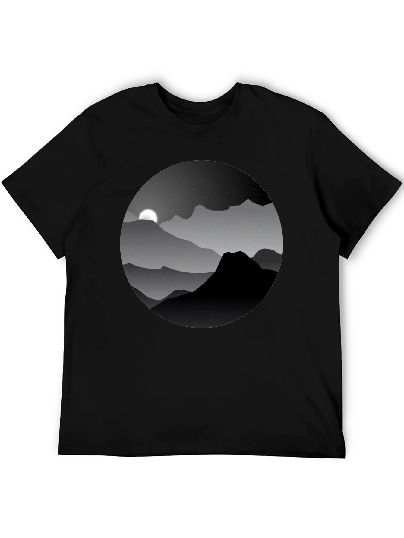Mens Mountain Moon Graphic Tee - Black