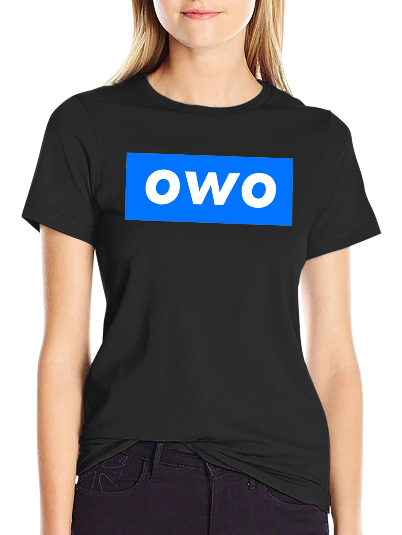 OWO Graphic T-Shirt - Blue on Black