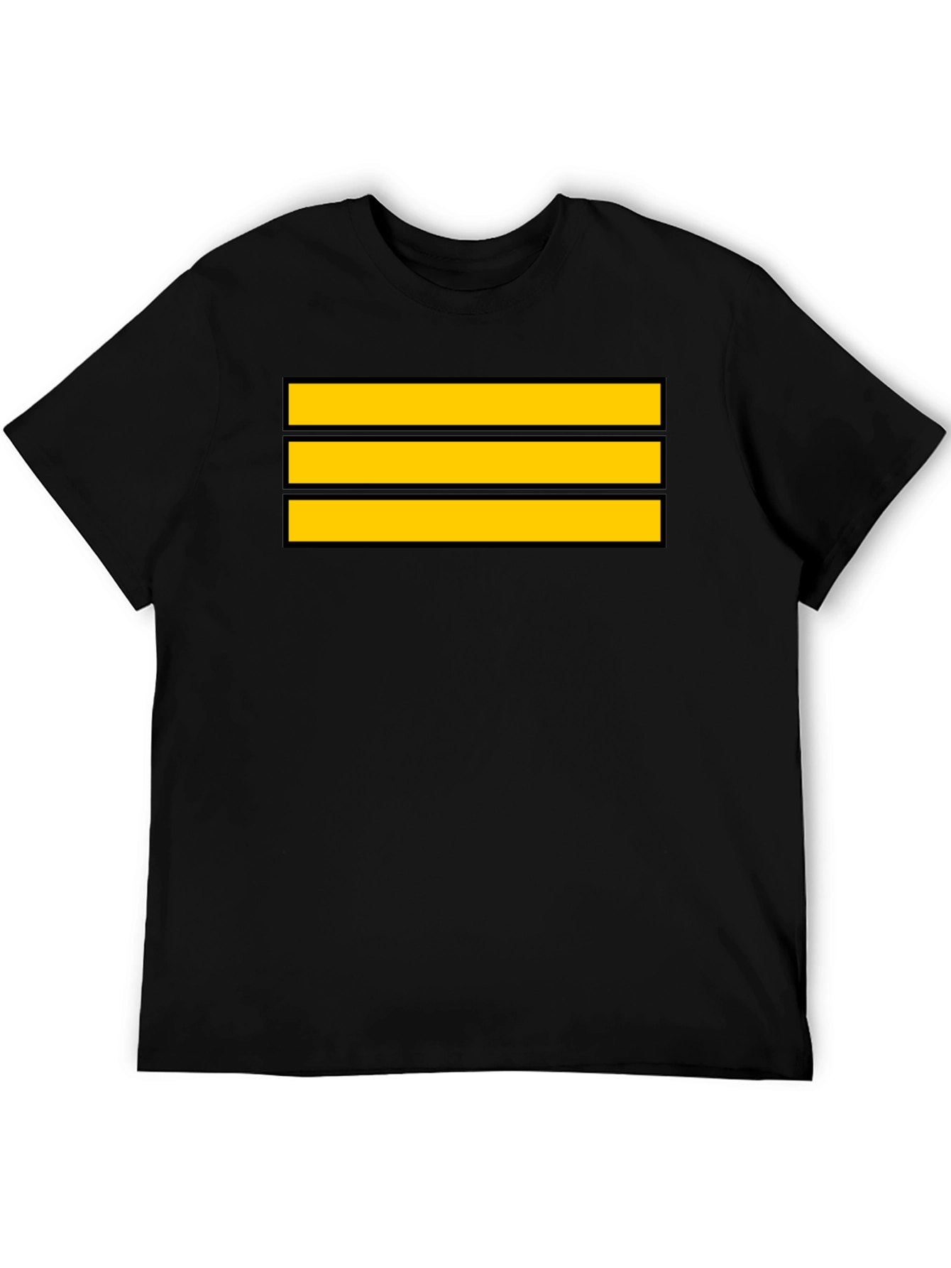 Captain Stripes Black Tee - Bold Yellow Lines