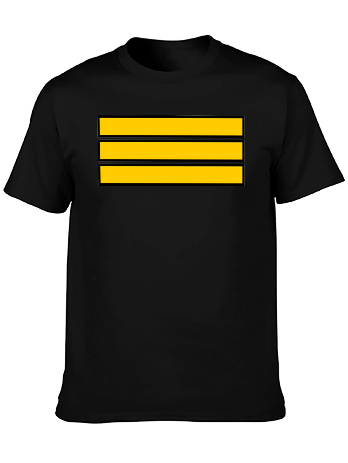 Captain Stripes Black Tee - Bold Yellow Lines