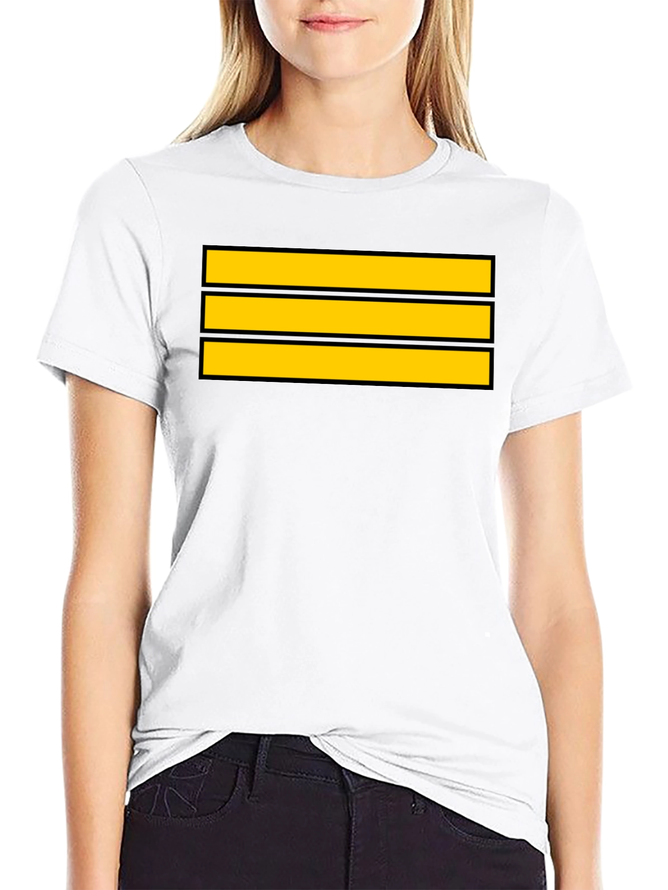 Captain Stripes Black Tee - Bold Yellow Lines