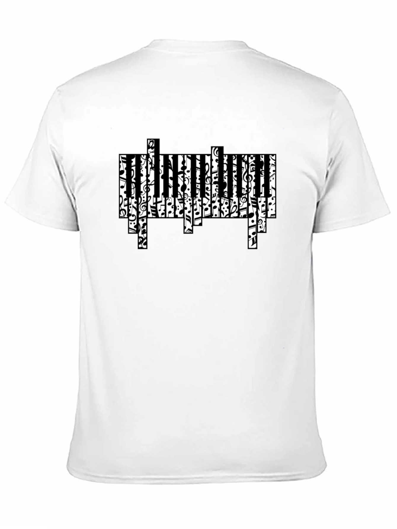Musical Piano Key Design Black T-Shirt