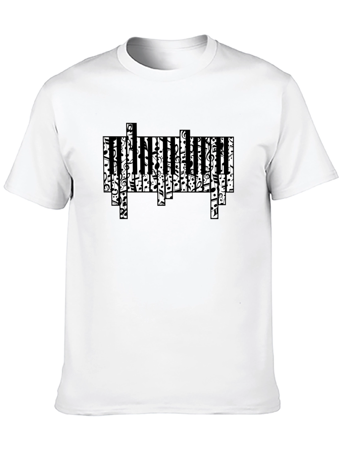Musical Piano Key Design Black T-Shirt