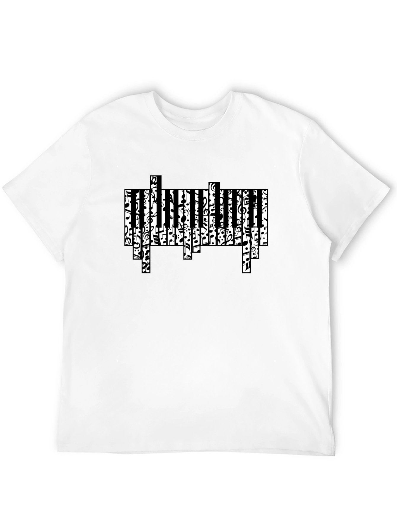 Musical Piano Key Design Black T-Shirt