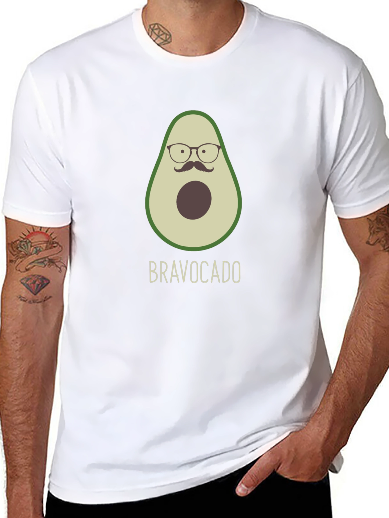 Bravocado T-Shirt: Avocado with Glasses & Moustache!