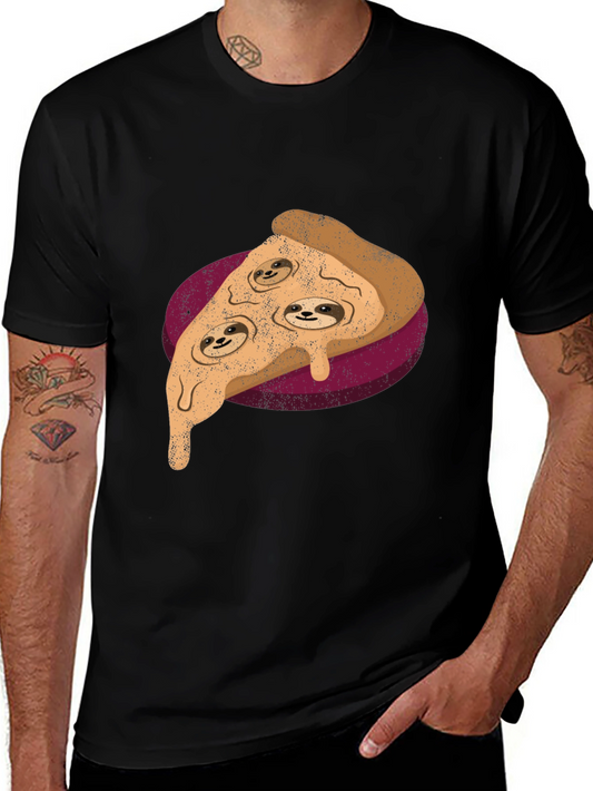 Sloth Pizza Graphic Tee - Relax and Eat!