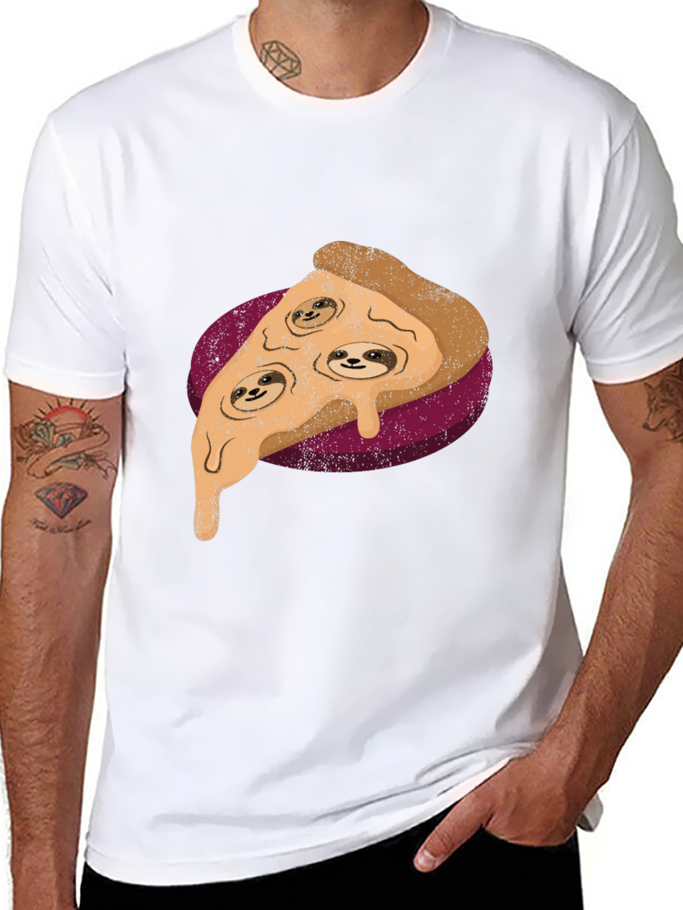 Sloth Pizza Graphic Tee - Relax and Eat!