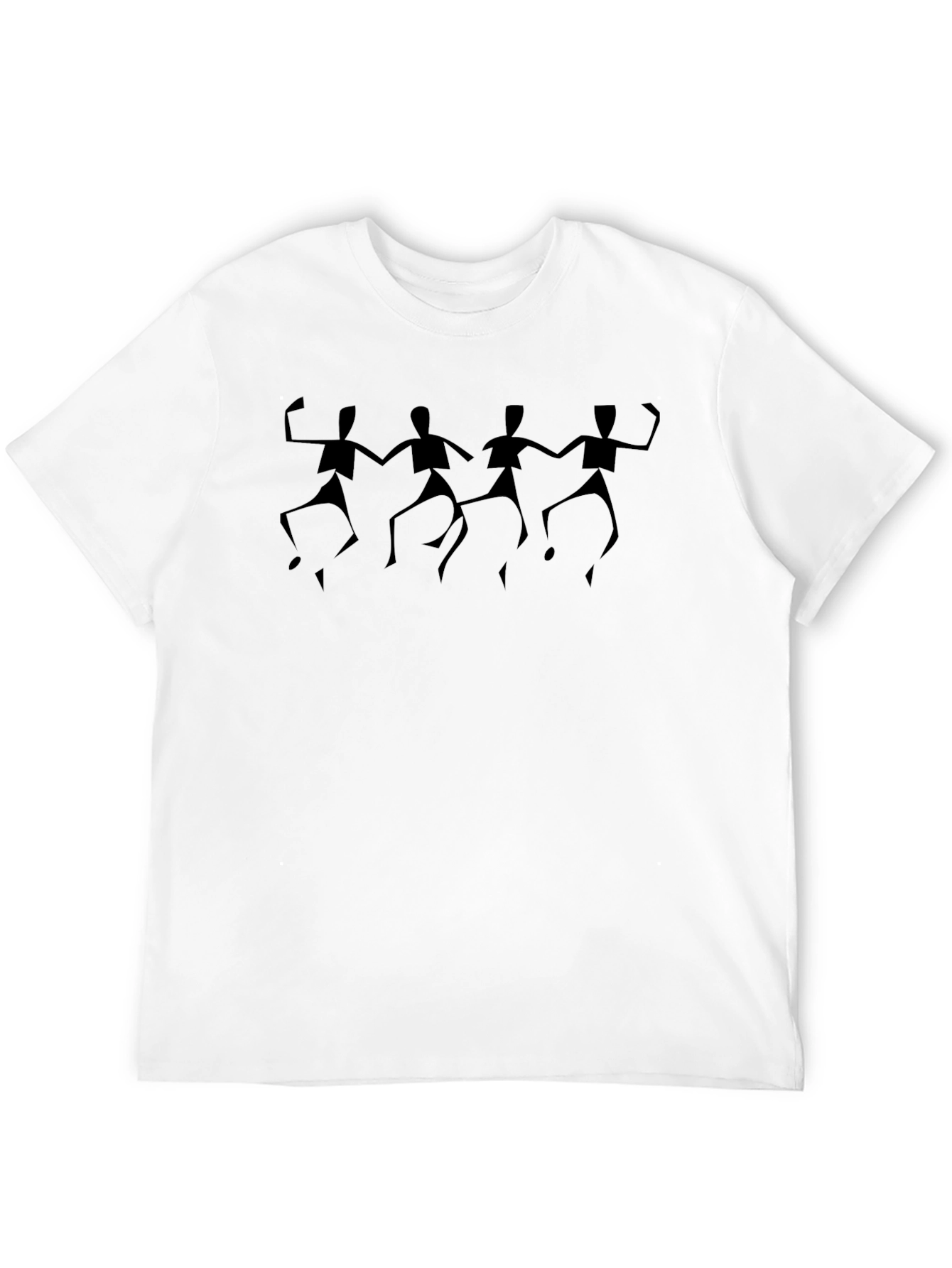 Modern Graphic Black T-Shirt with Dancing Figures