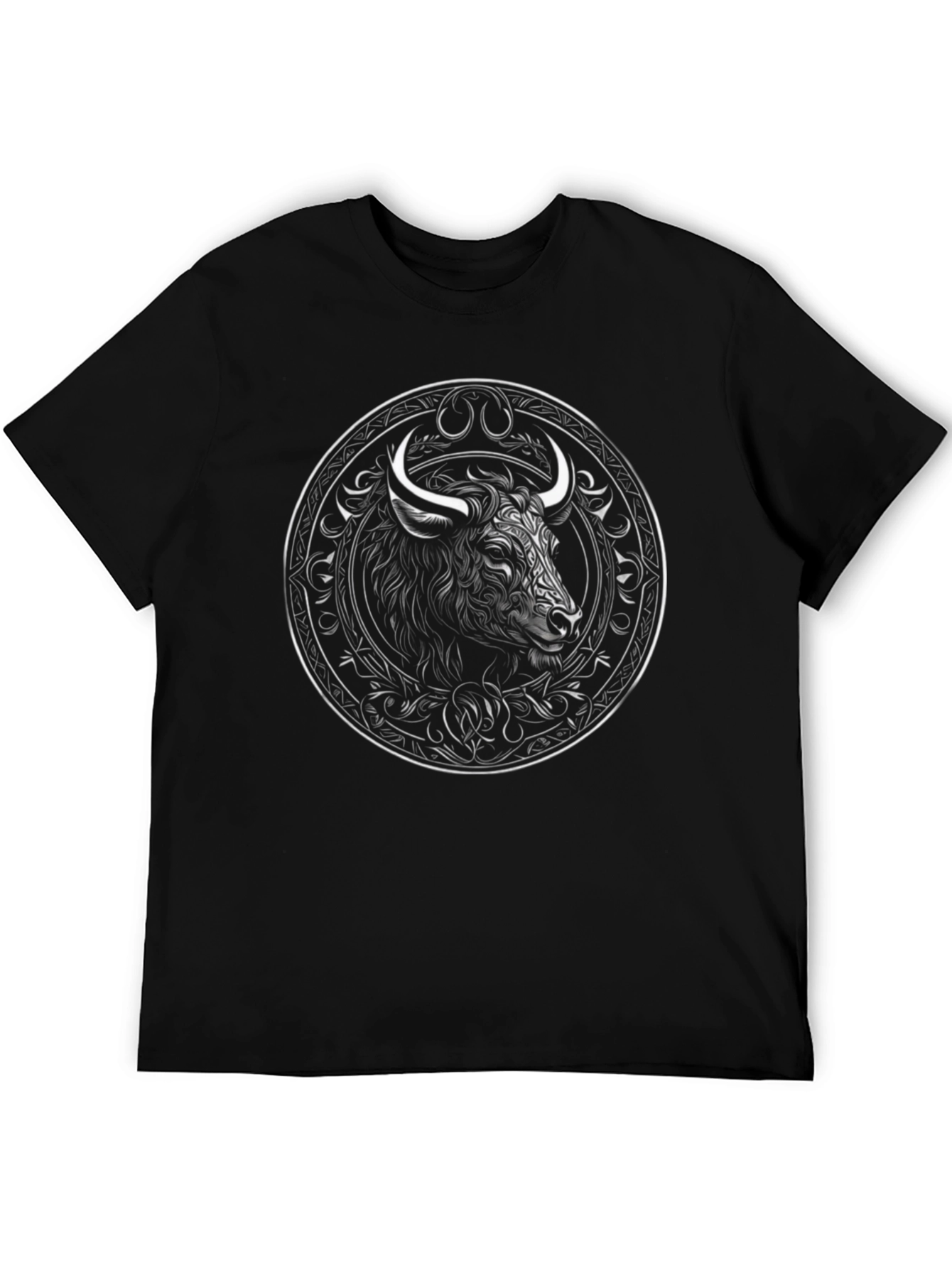 Bull Graphic Print Black Crew Neck T-Shirt