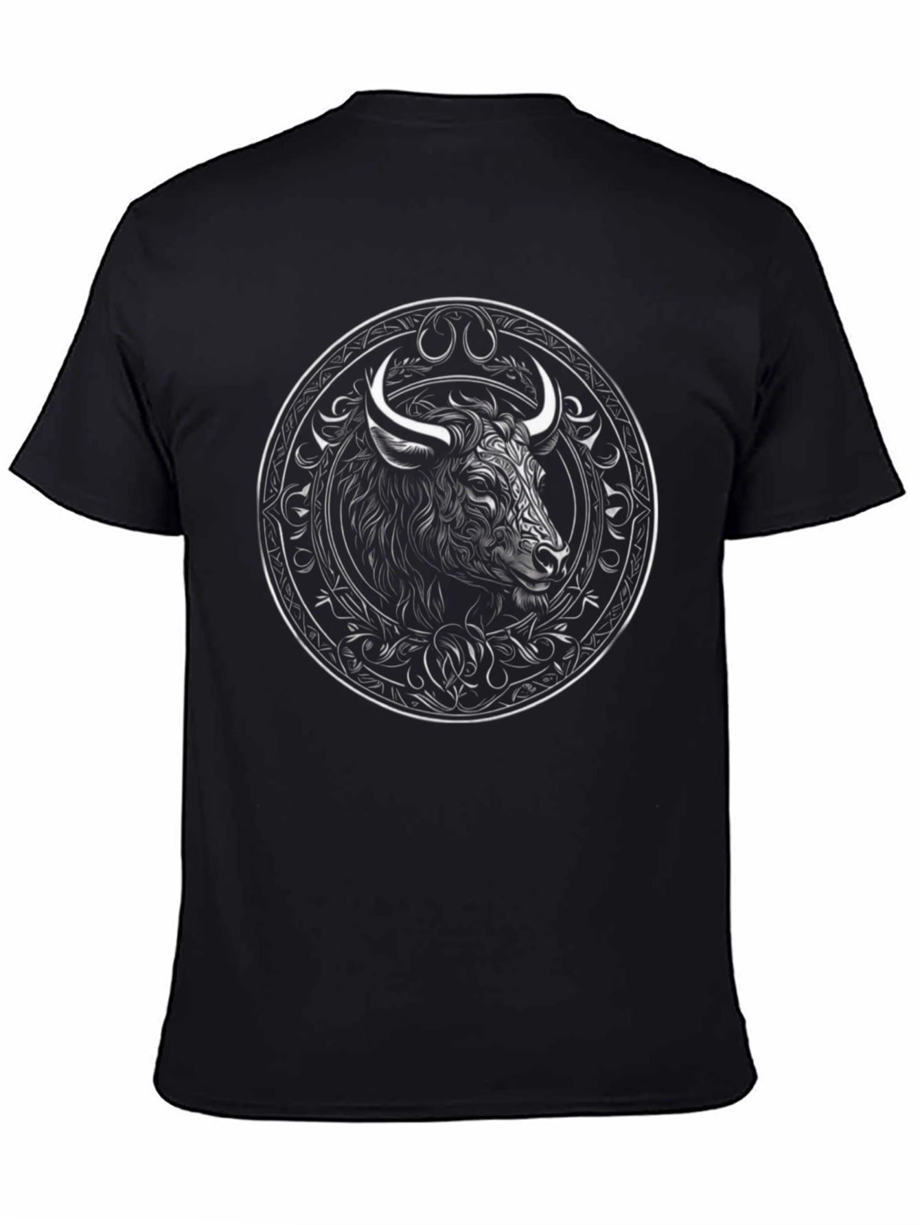 Bull Graphic Print Black Crew Neck T-Shirt