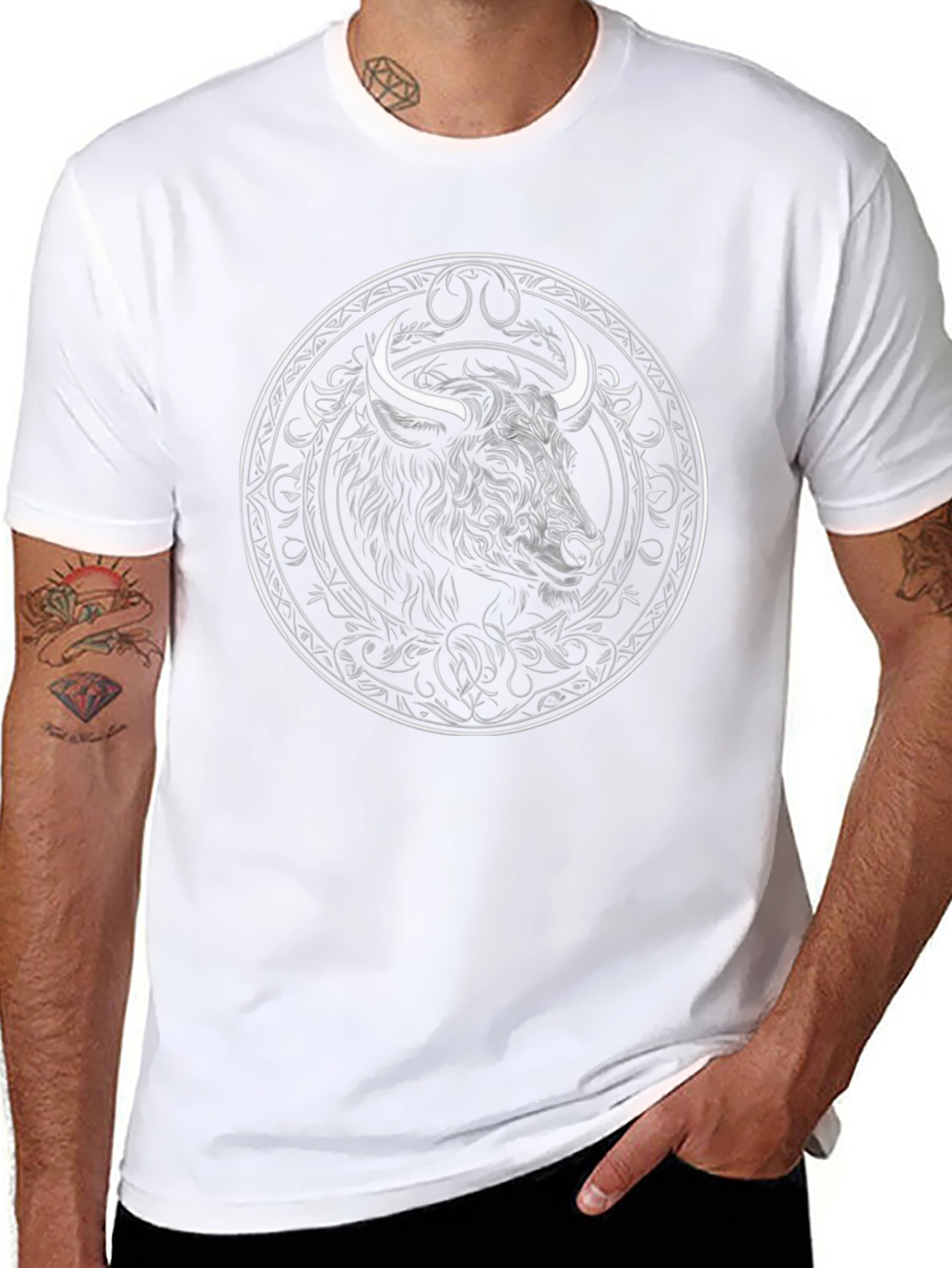 Bull Graphic Print Black Crew Neck T-Shirt