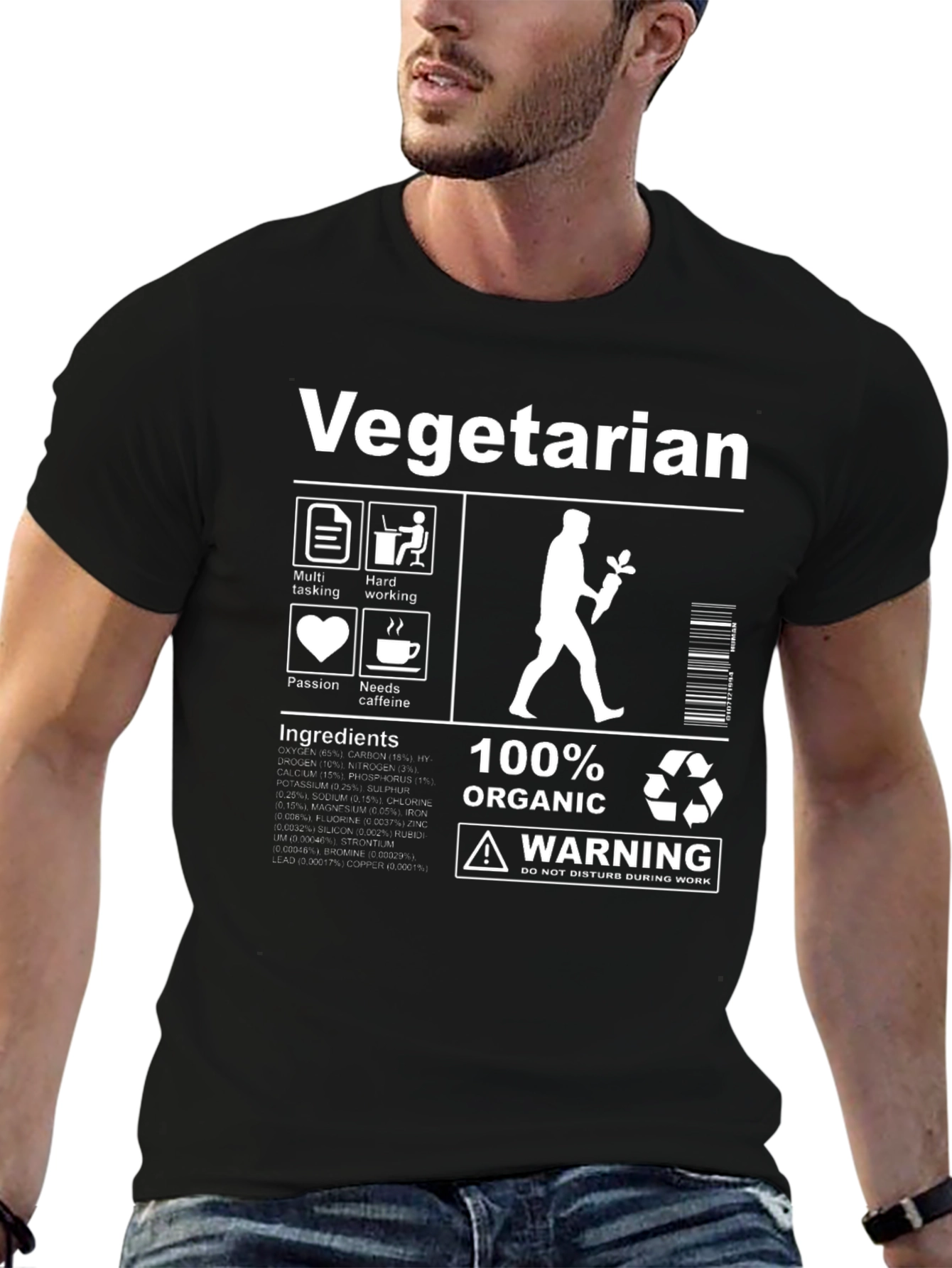 Vegetarian Ingredients Black T-Shirt
