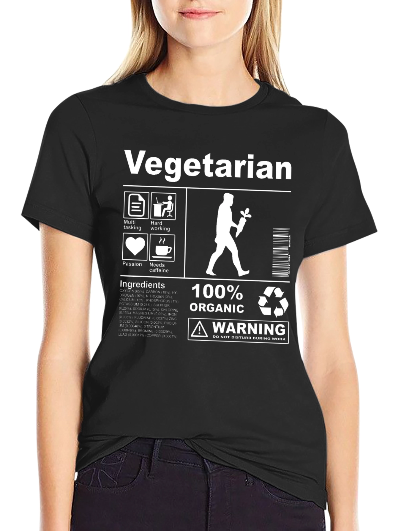 Vegetarian Ingredients Black T-Shirt