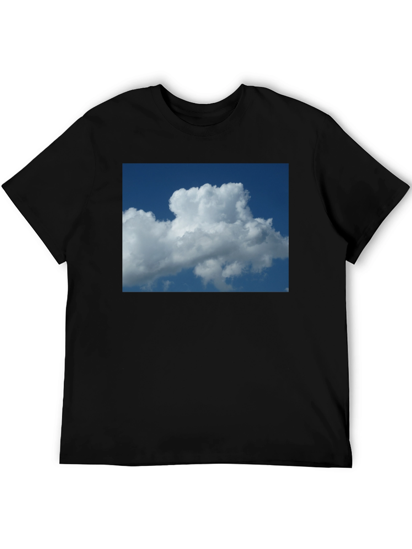 Cloud Print Black Cotton T-Shirt