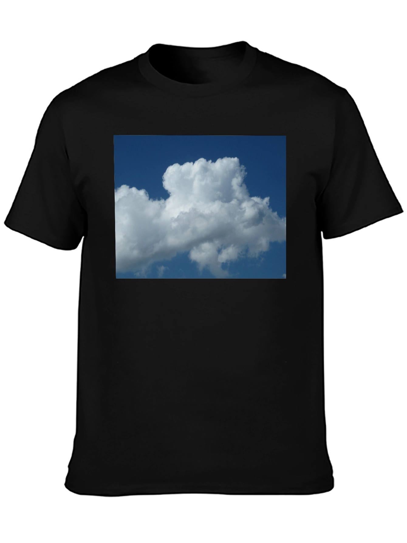 Cloud Print Black Cotton T-Shirt