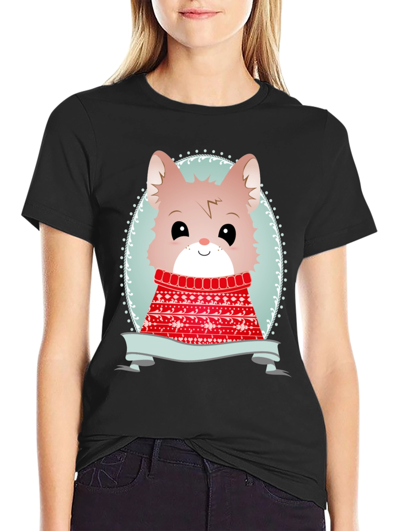 Cute Cartoon Animal Sweater Christmas Tee