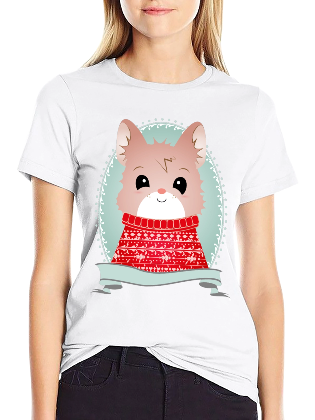 Cute Cartoon Animal Sweater Christmas Tee