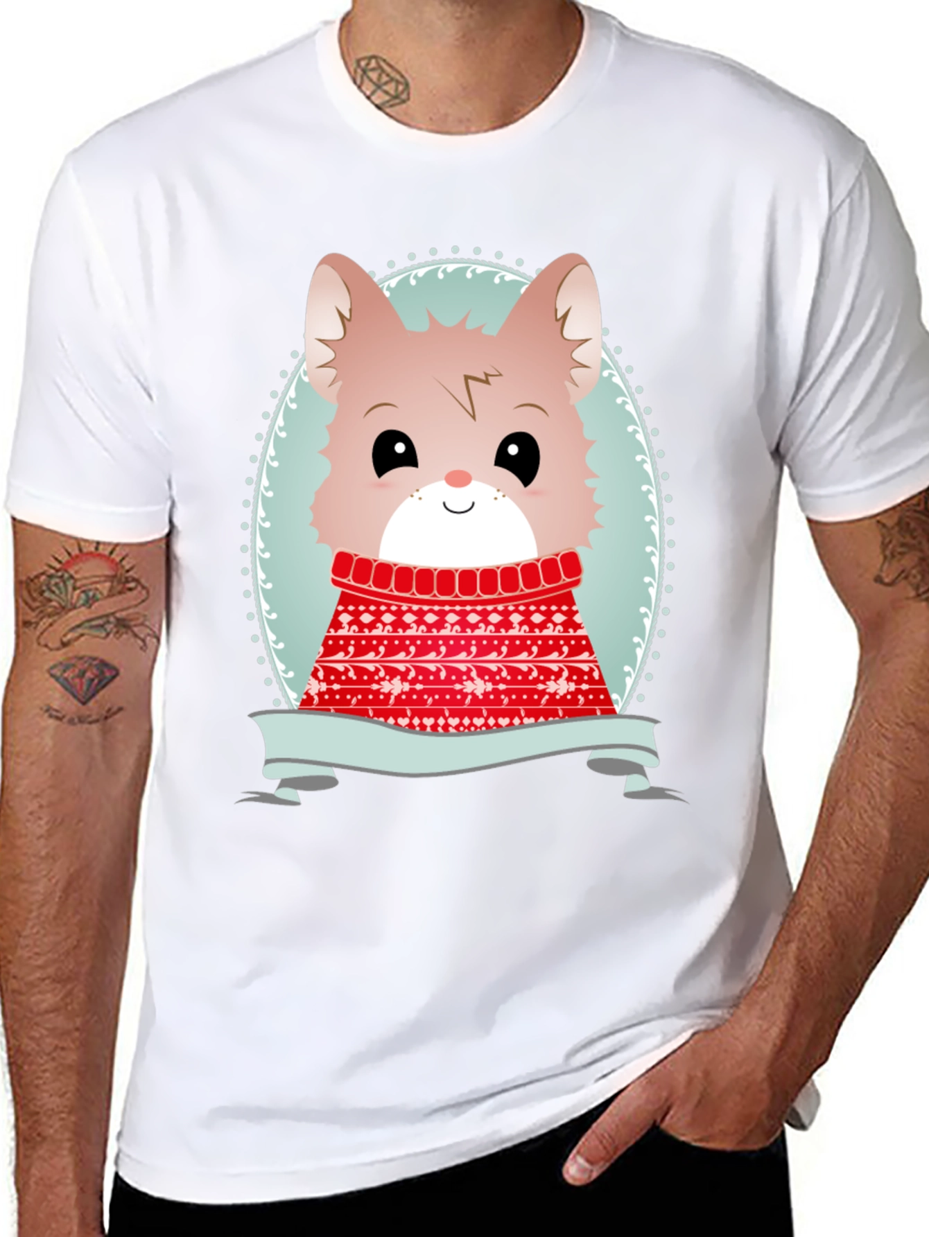 Cute Cartoon Animal Sweater Christmas Tee