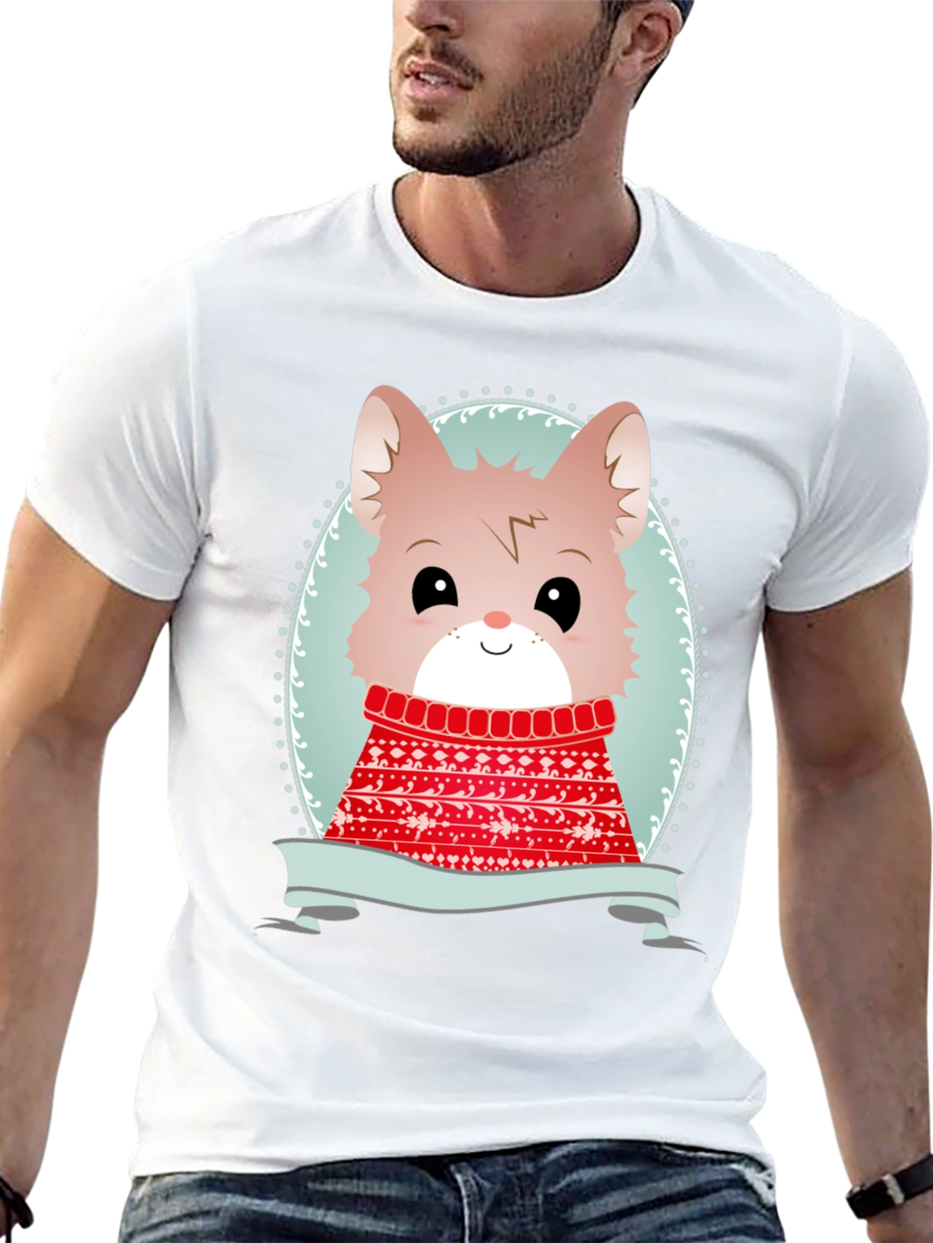 Cute Cartoon Animal Sweater Christmas Tee