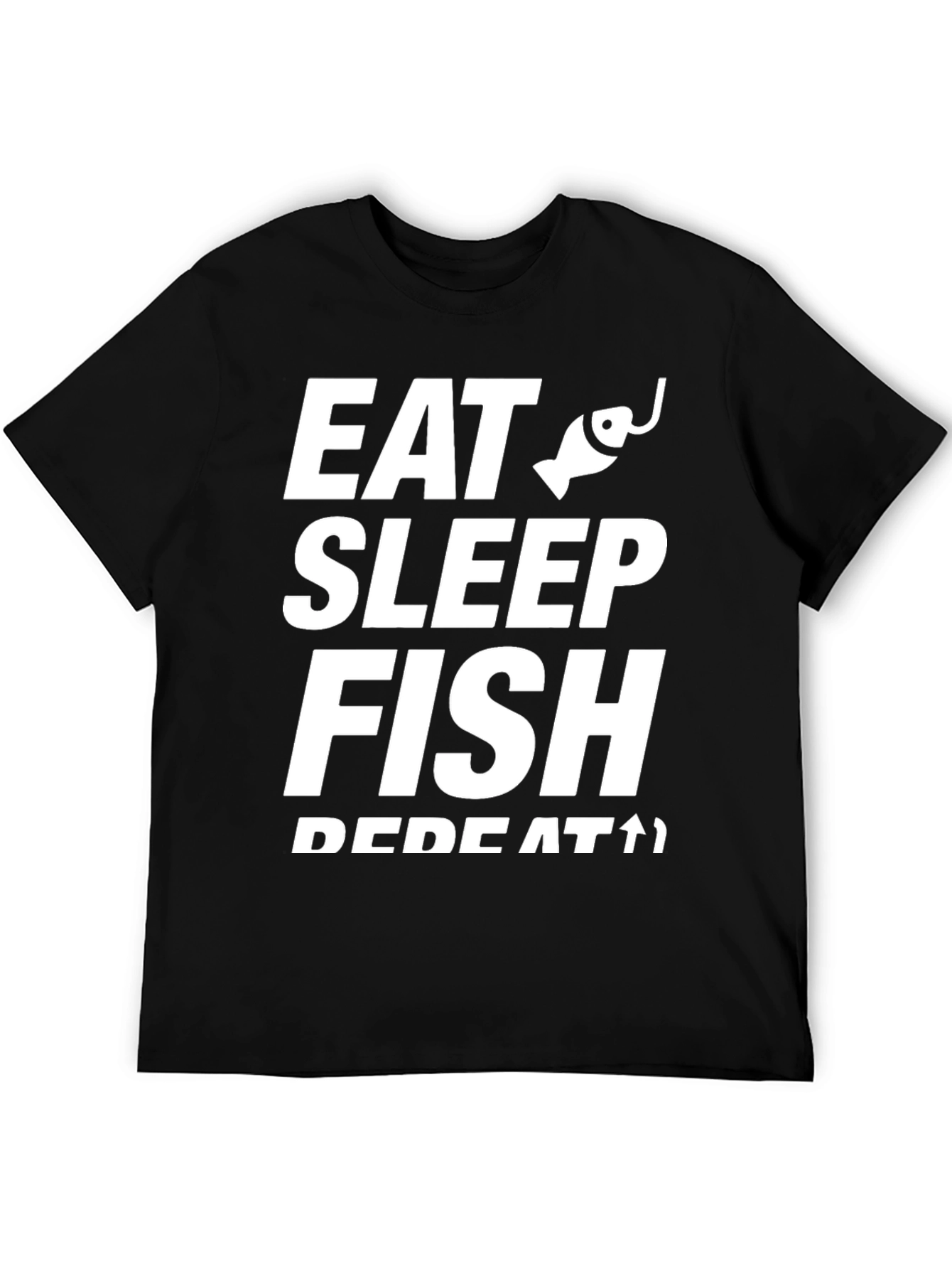 Eat Sleep Fish Repeat T-Shirt - Black Cotton Tee