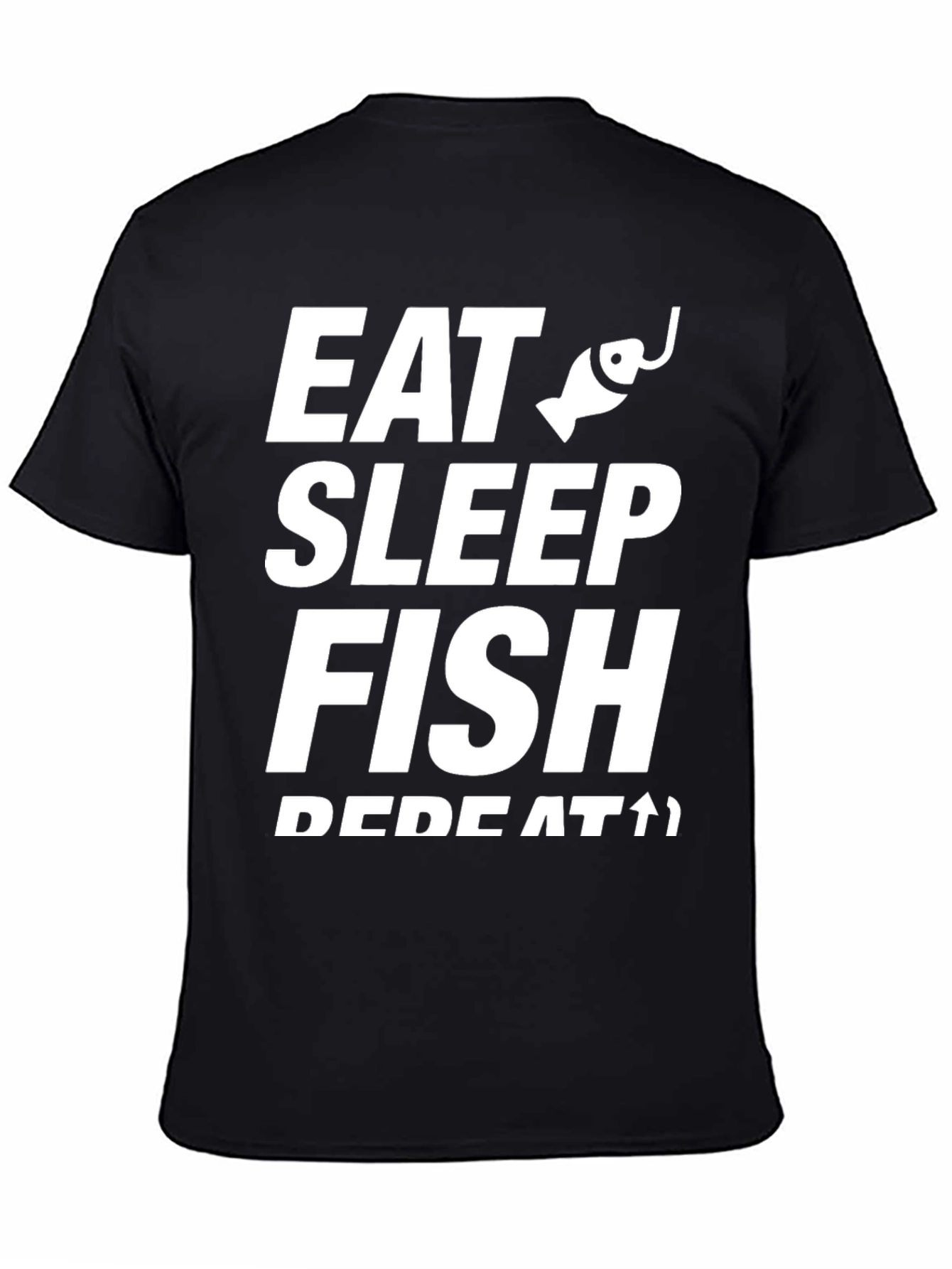 Eat Sleep Fish Repeat T-Shirt - Black Cotton Tee