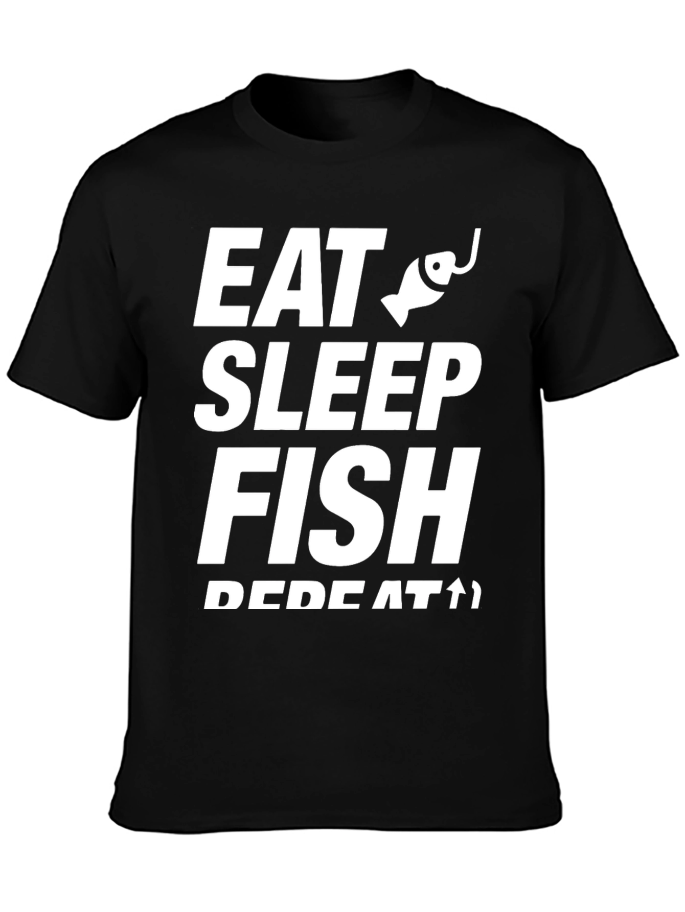 Eat Sleep Fish Repeat T-Shirt - Black Cotton Tee