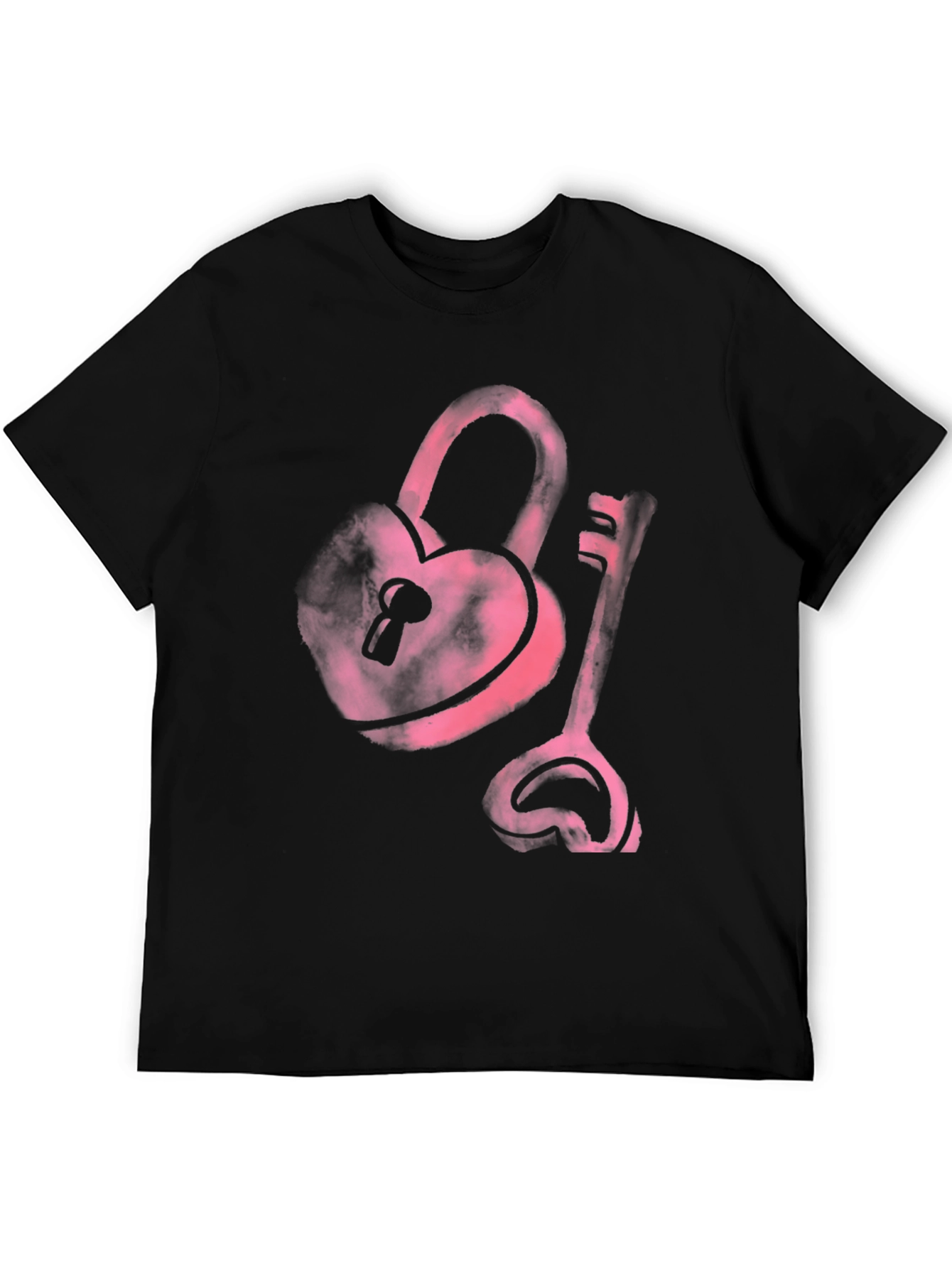 Heart Lock and Key Black T-Shirt